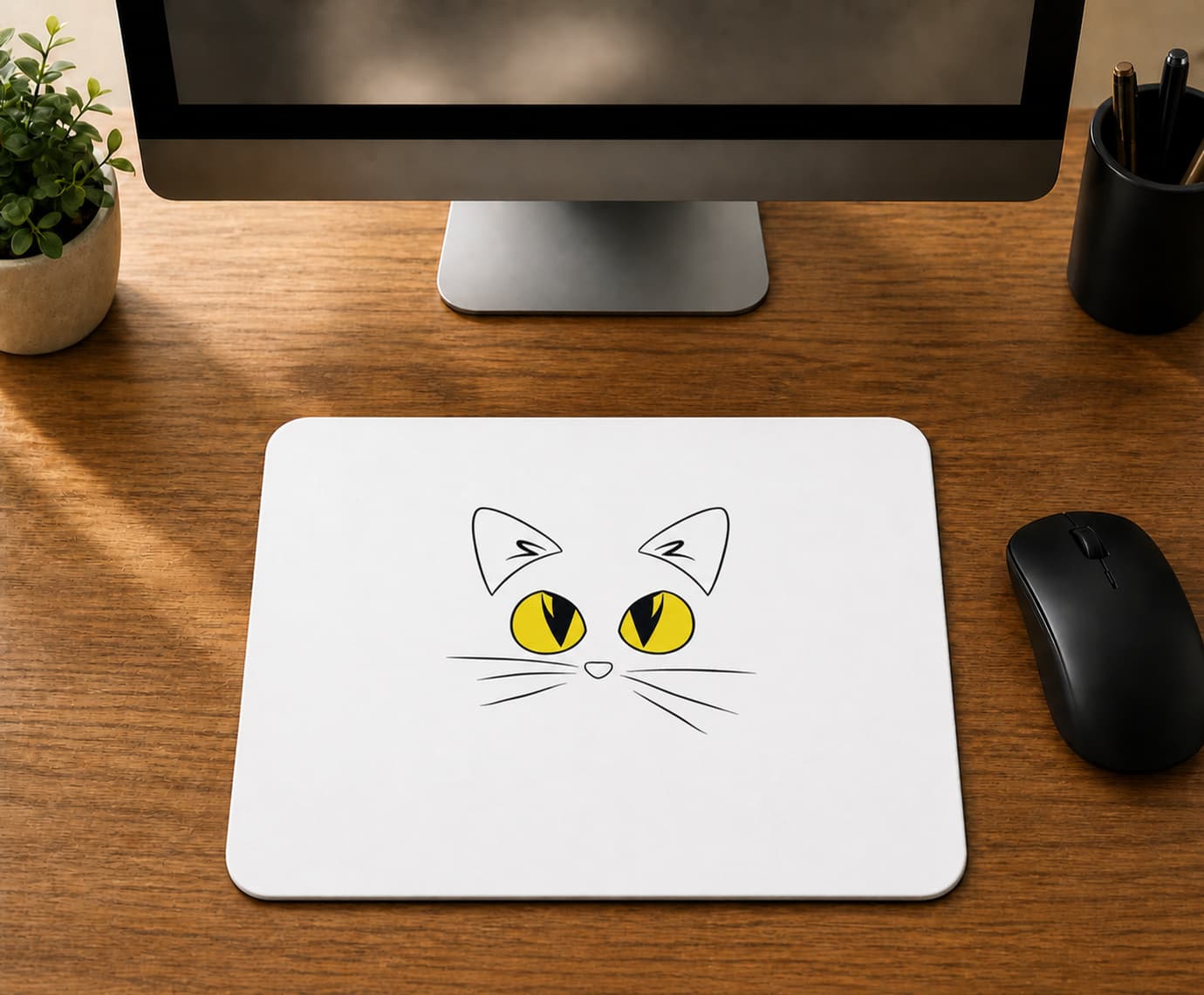 Sarı Göz Kedi Tasarım - BASKILI MOUSE PAD