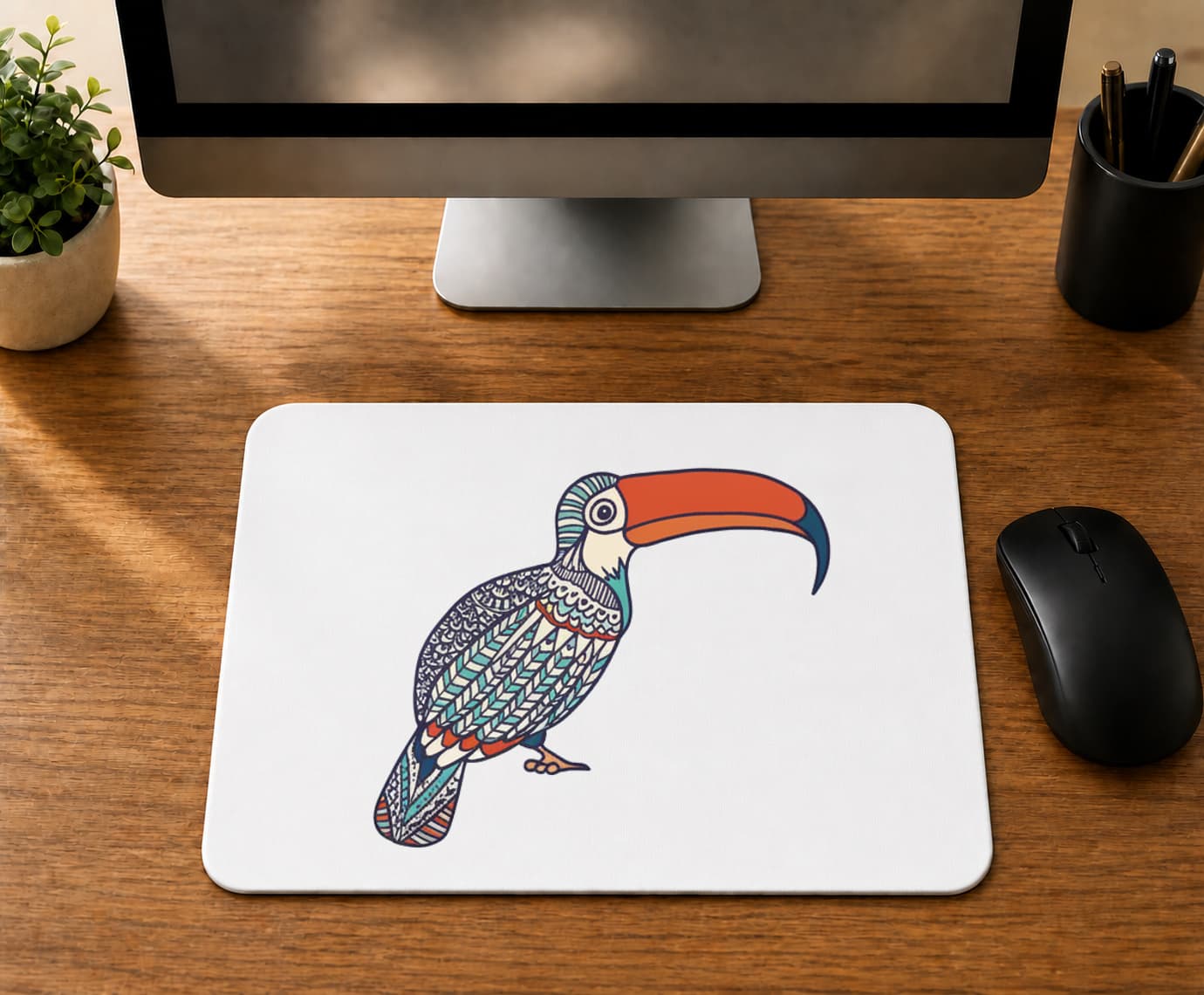 Turuncu Gagalı Papağan - BASKILI MOUSE PAD