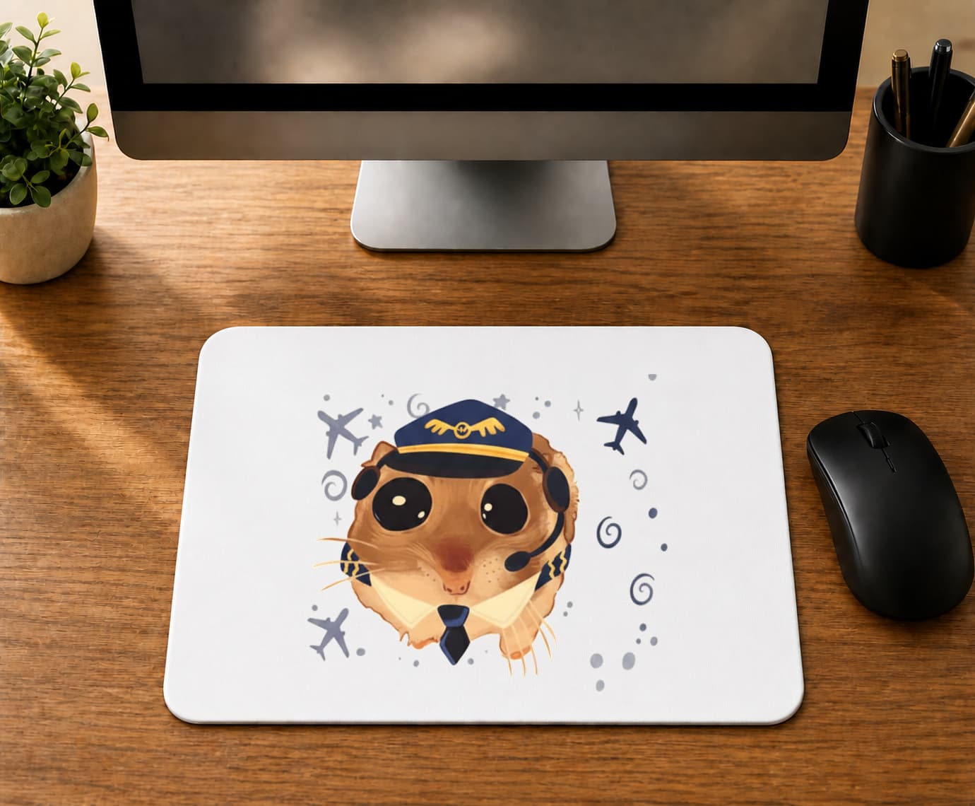 Sad Üzgün Hamster-pilot - BASKILI MOUSE PAD