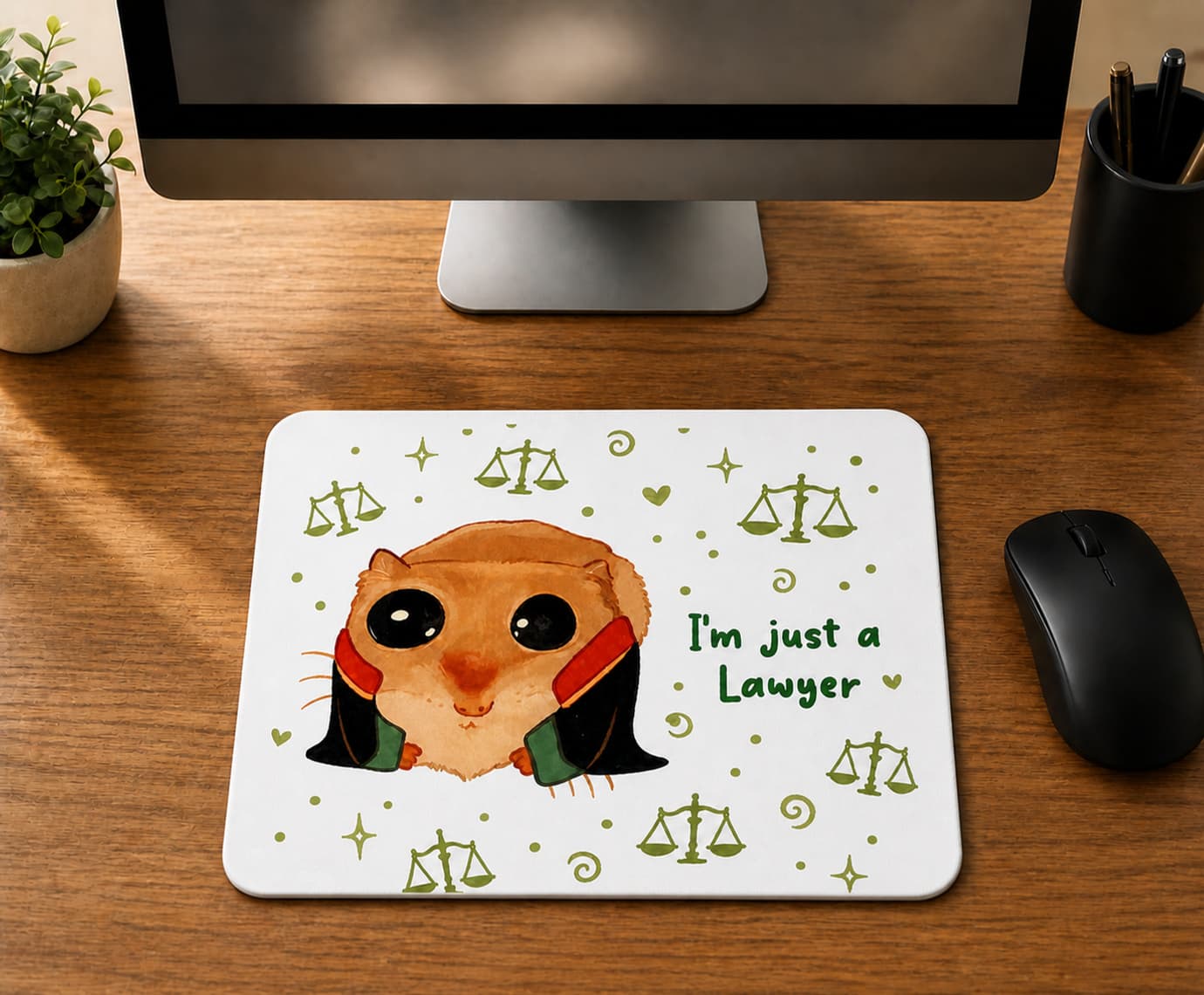 Sad Üzgün Hamster Meslek Avukat - BASKILI MOUSE PAD