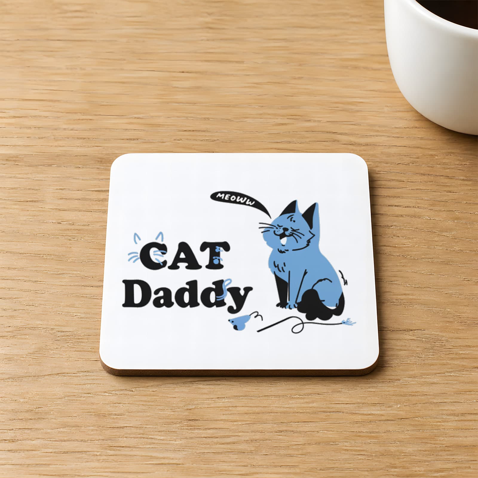 Cat Daddy Baskılı Kare MDF Bardak Altlığı