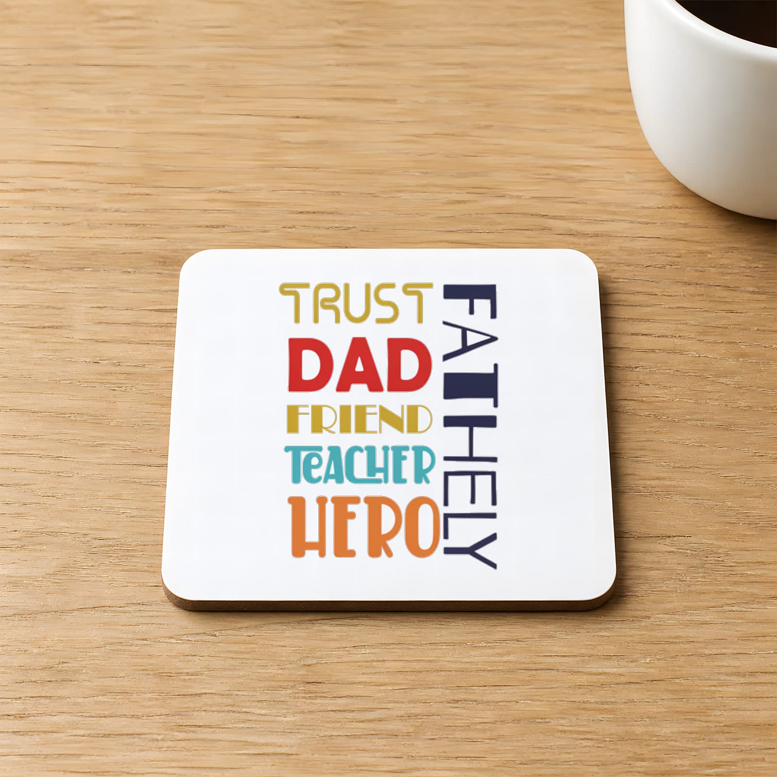 Father Baskılı Kare MDF Bardak Altlığı