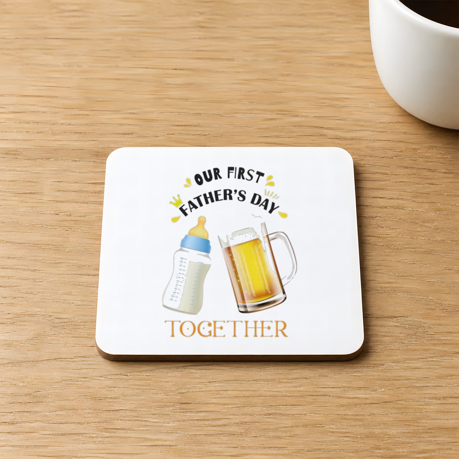 Together Biberon Baskılı Kare MDF Bardak Altlığı