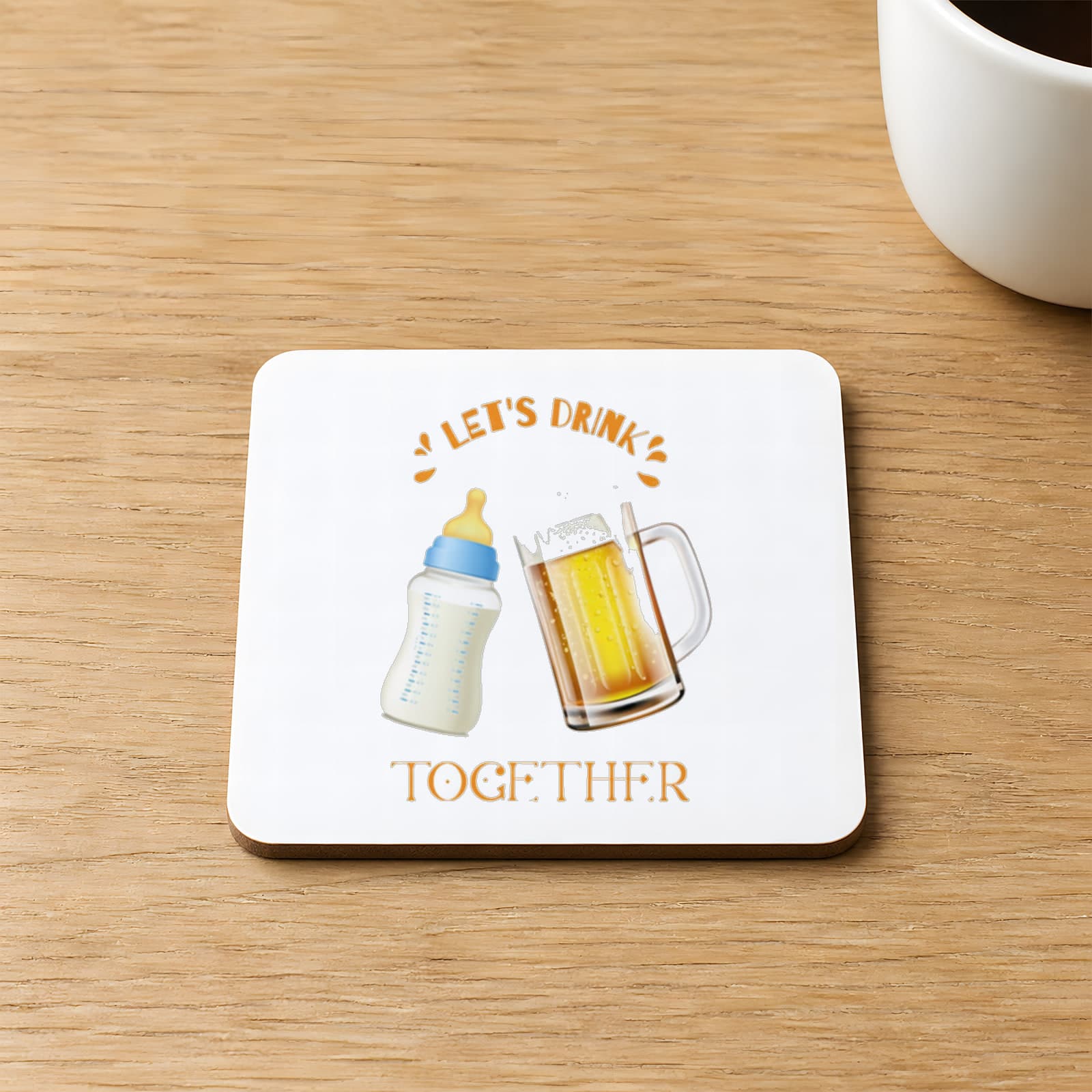 Lets Drink Tasarım Baskılı Kare MDF Bardak Altlığı