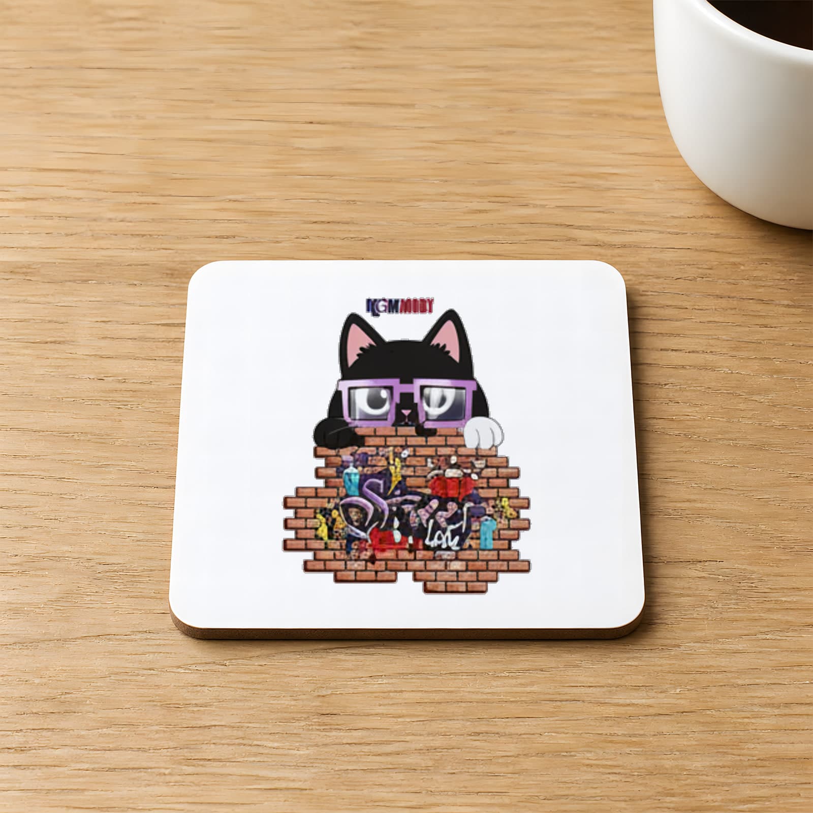 Street Life Tasarım Baskılı Kare MDF Bardak Altlığı