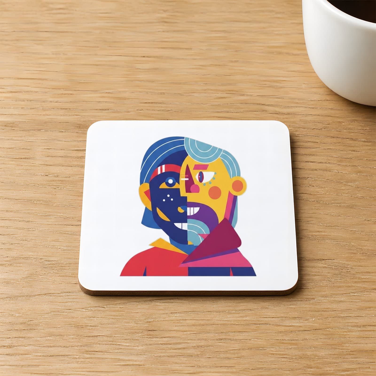 Face To Face Tasarım Baskılı Kare MDF Bardak Altlığı