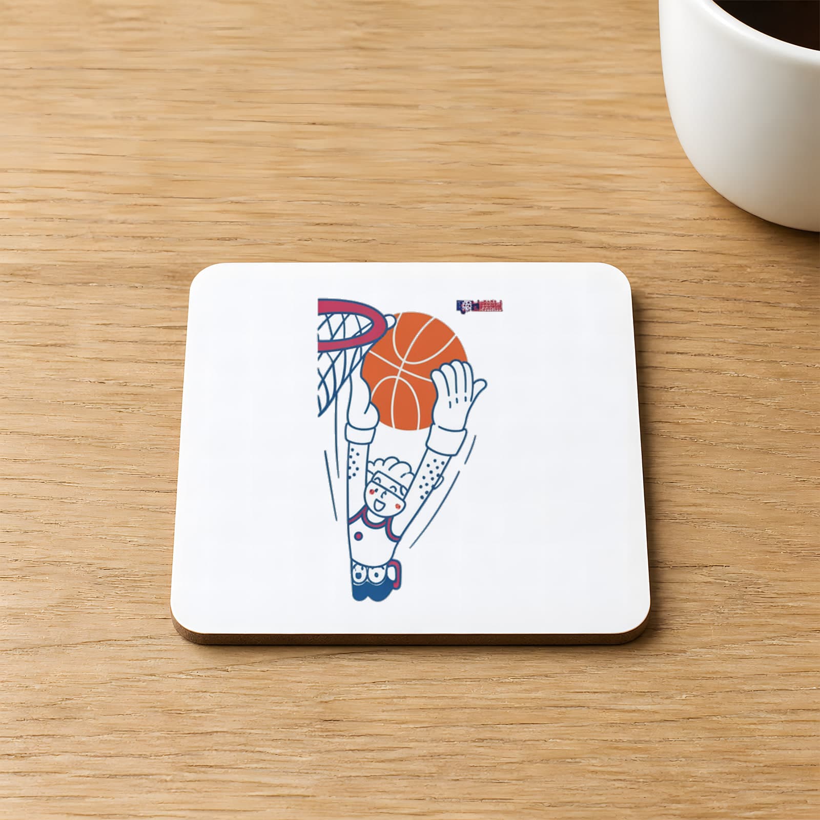 Basket Smaç Tasarım Baskılı Kare MDF Bardak Altlığı