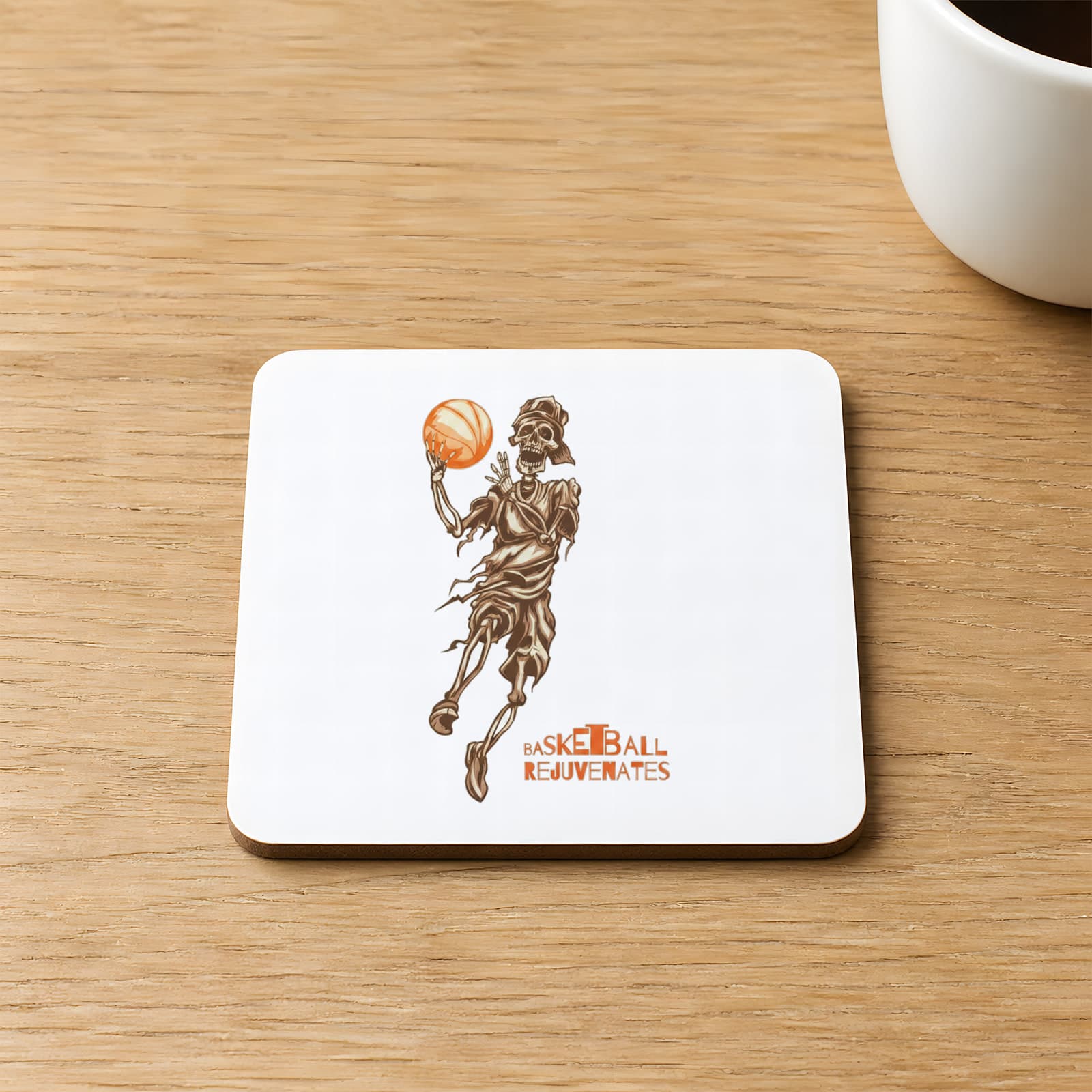 İskelet Basketi Tasarım Baskılı Kare MDF Bardak Altlığı