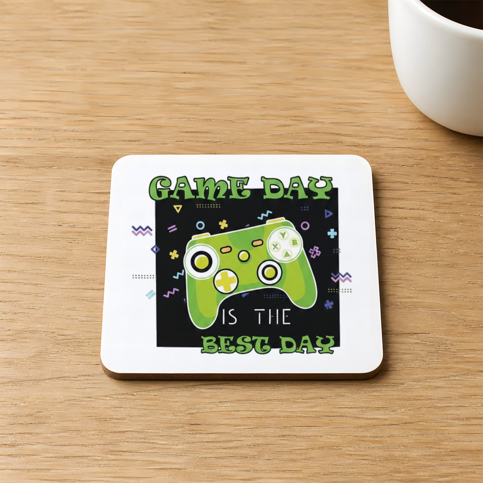 Game Day Konsol Baskılı Kare MDF Bardak Altlığı