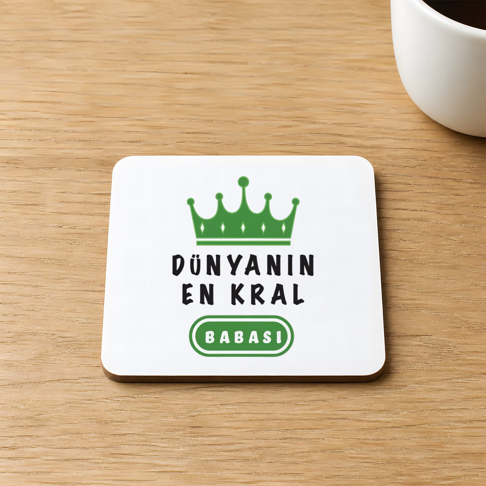 Dünyanın En Kral Babası Baskılı Kare MDF Bardak Altlığı