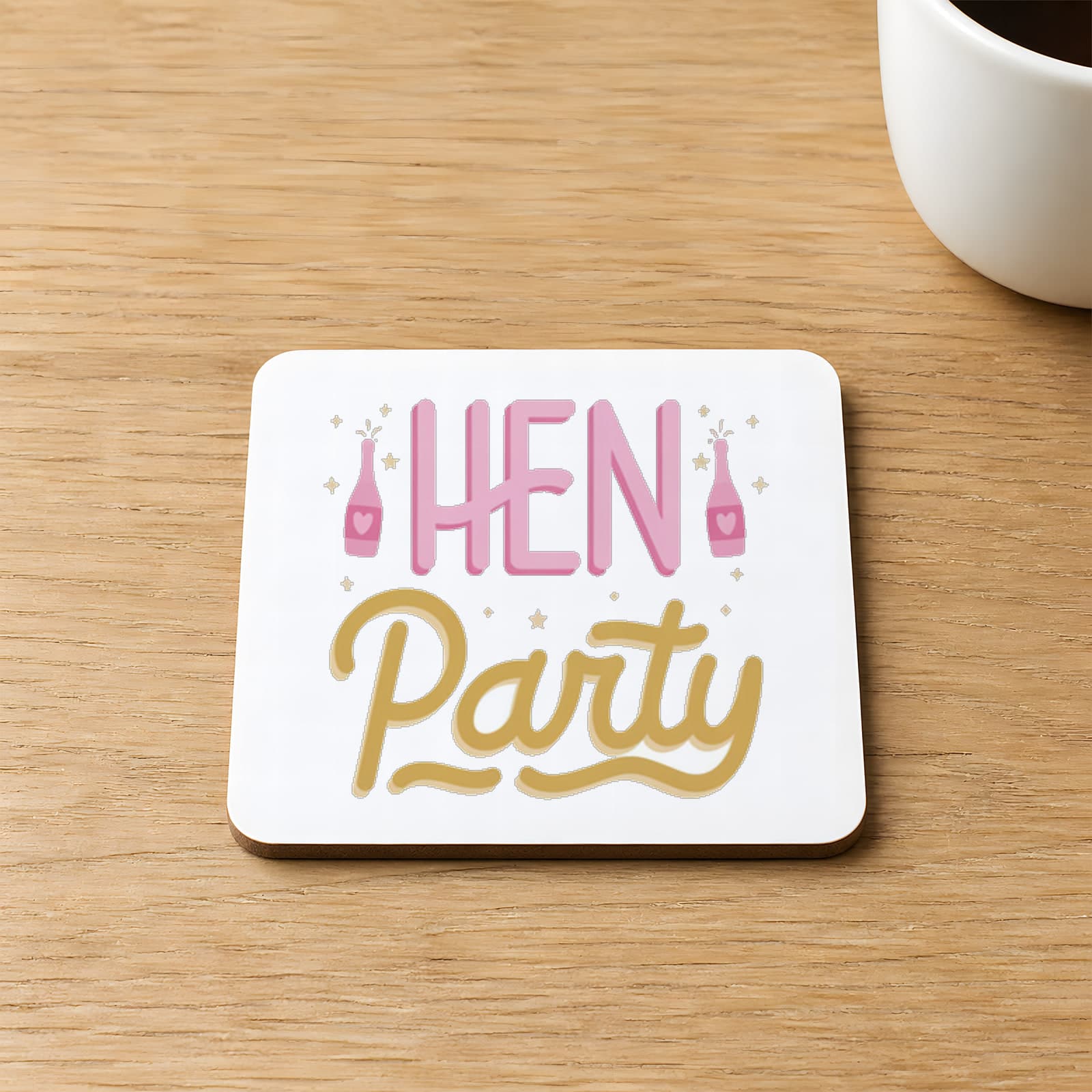 Hen Party Yazı Baskılı Kare MDF Bardak Altlığı