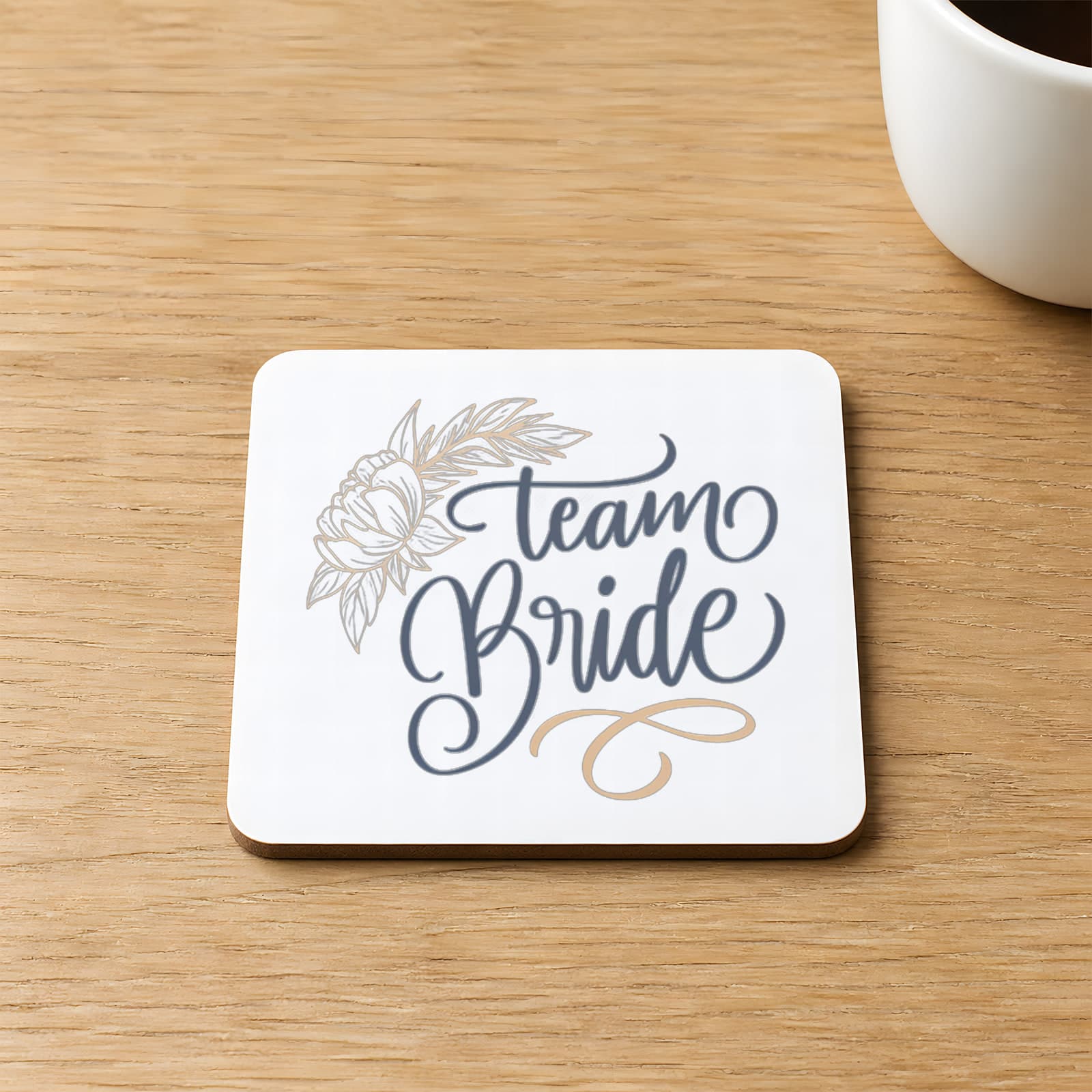 Team Bride Yazı Baskılı Kare MDF Bardak Altlığı