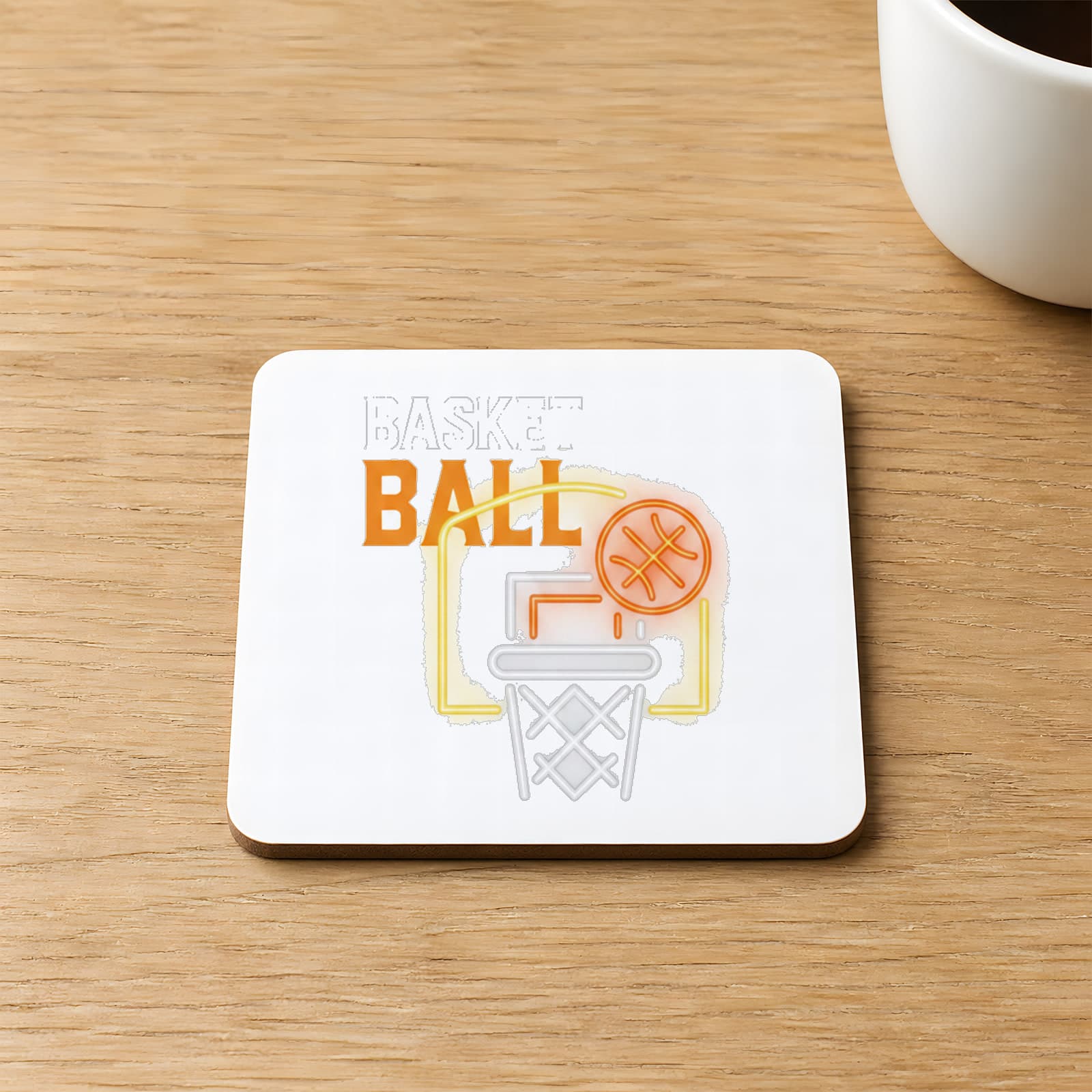 Basketball Pota Tasarım Baskılı Kare MDF Bardak Altlığı