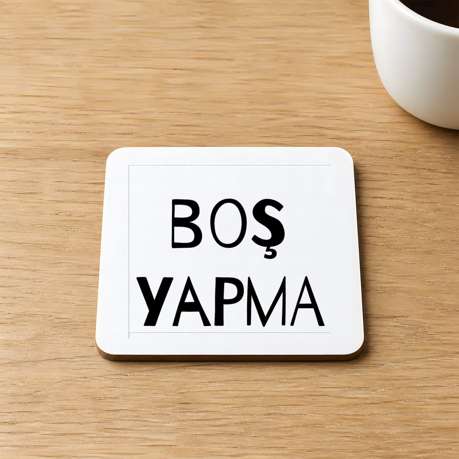 Boş Yapma Baskılı Kare MDF Bardak Altlığı