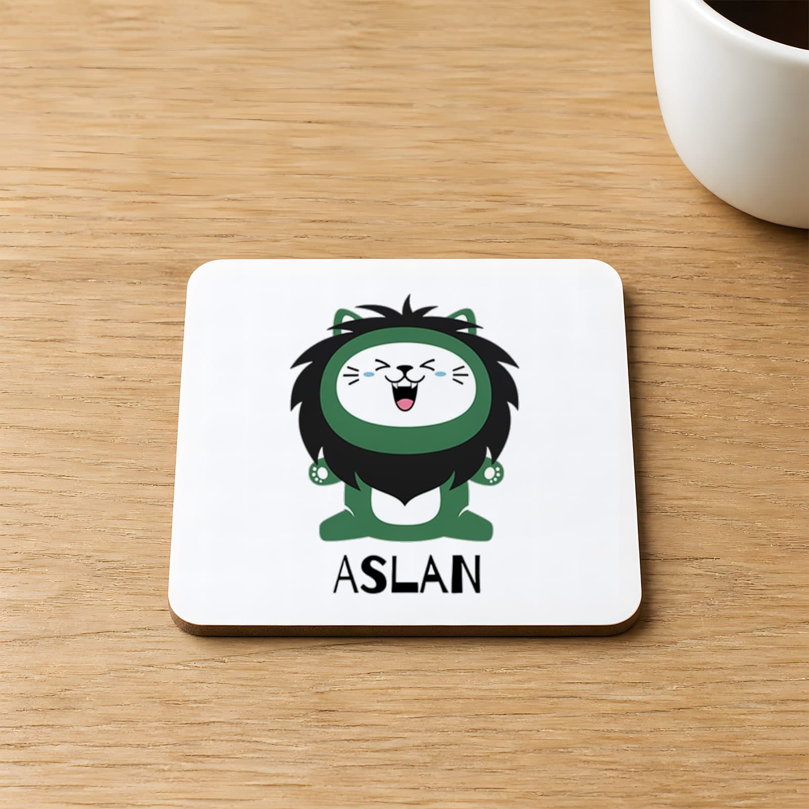 Aslan Burcu Ve Onla Alakalı Komik Açıklama Baskılı Kare MDF Bardak Altlığı