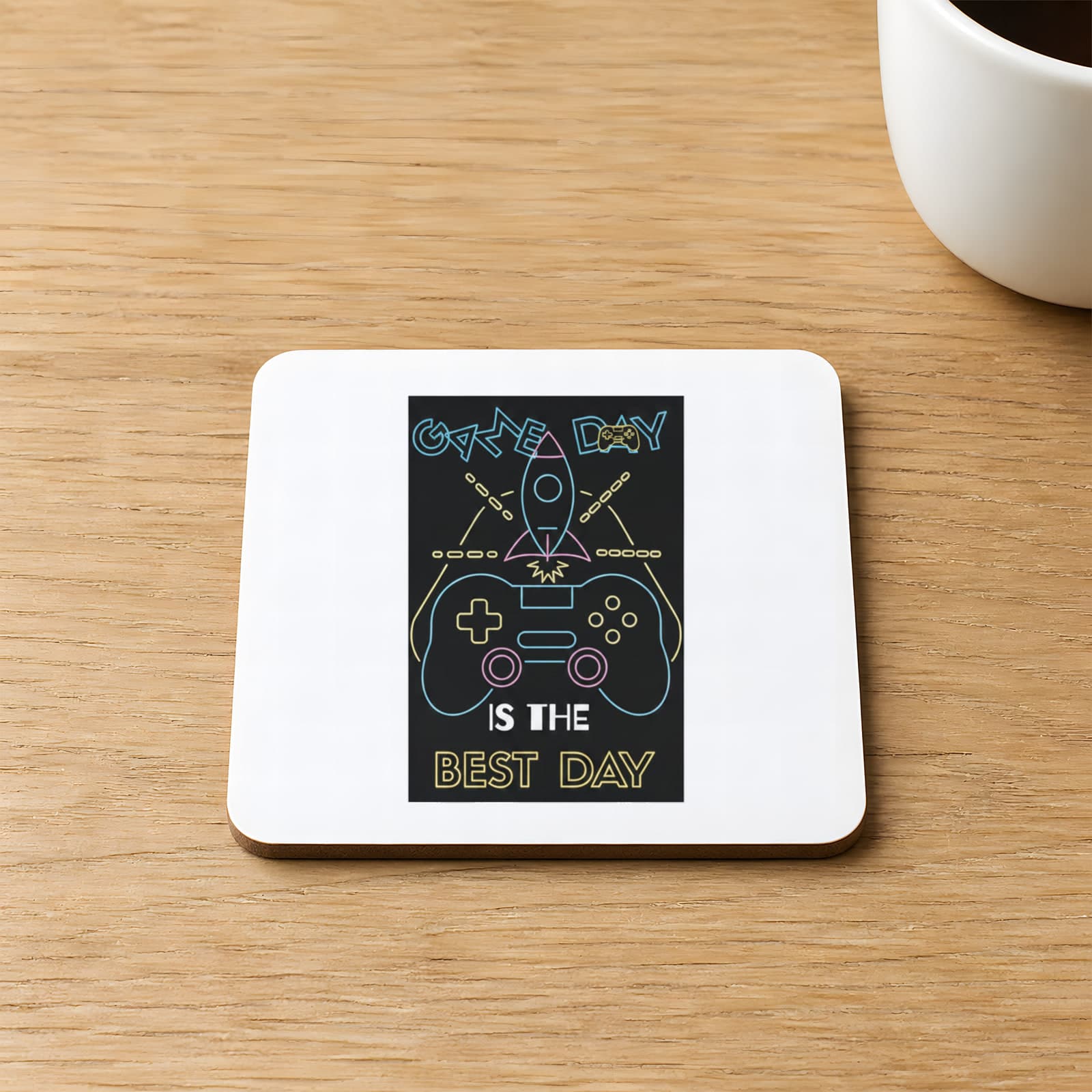 Game Day Best Day Baskılı Kare MDF Bardak Altlığı