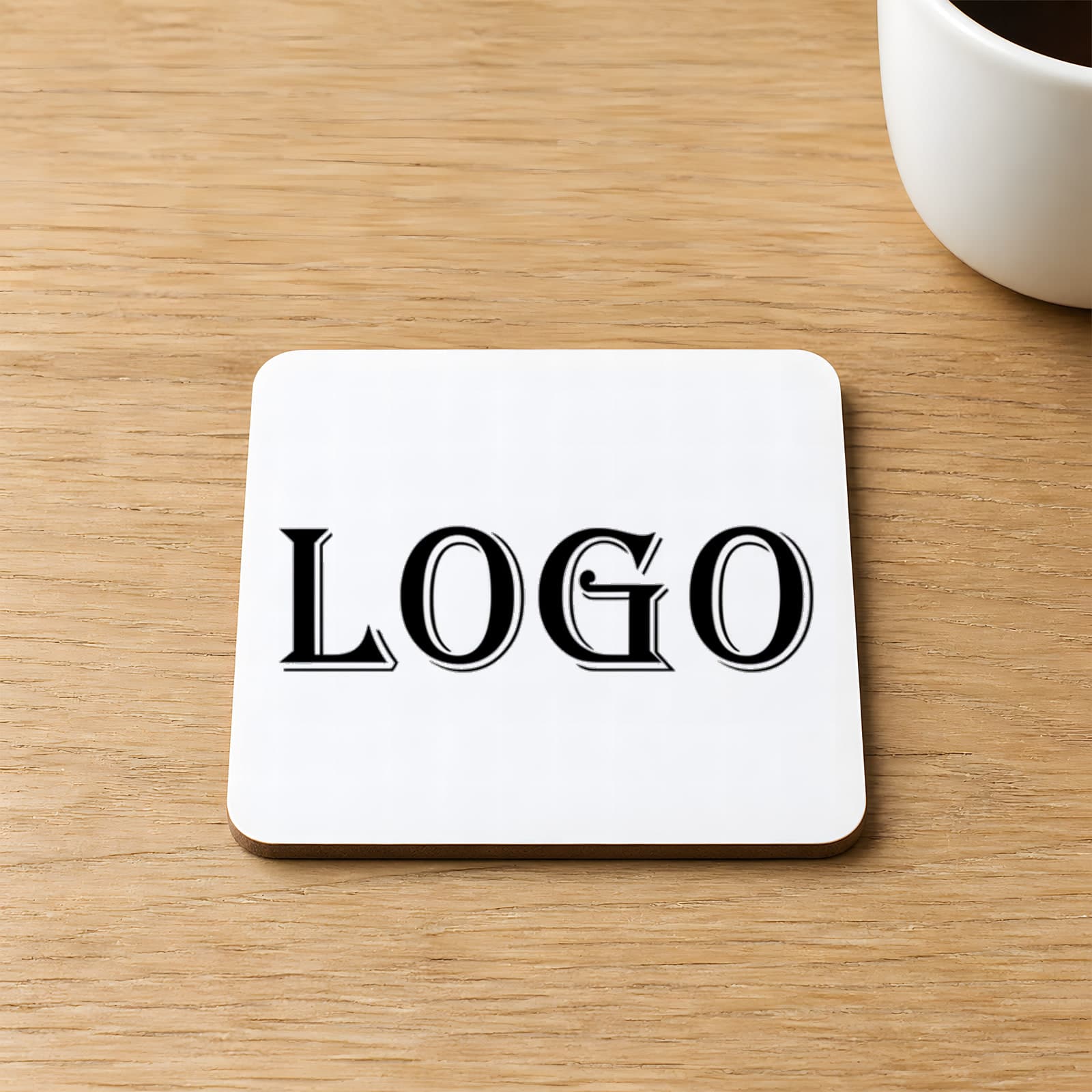 Seçtiğin İsim&logo Baskılı Kare MDF Bardak Altlığı