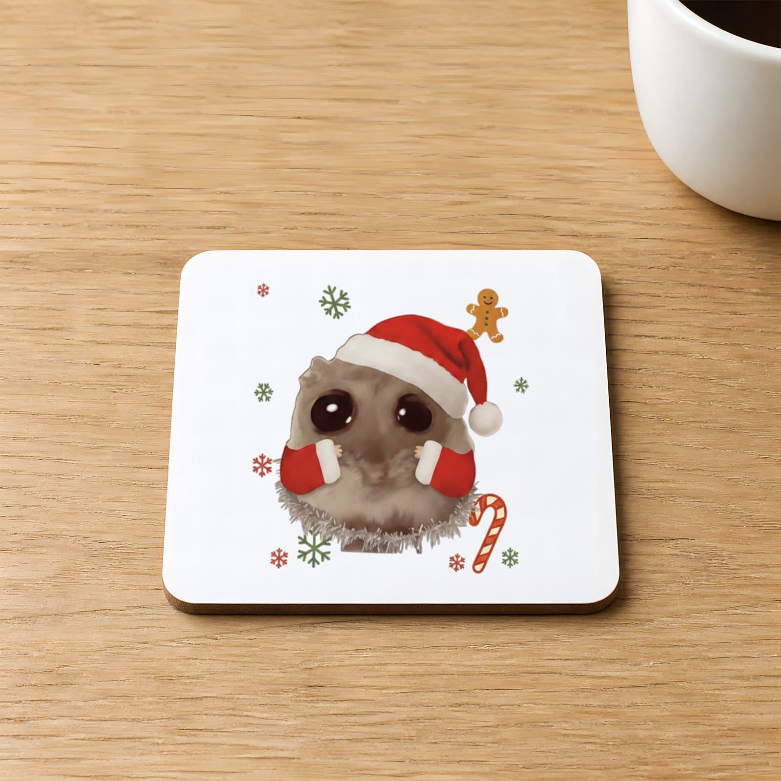 Sad Üzgün Hamster Baskılı Kare MDF Bardak Altlığı