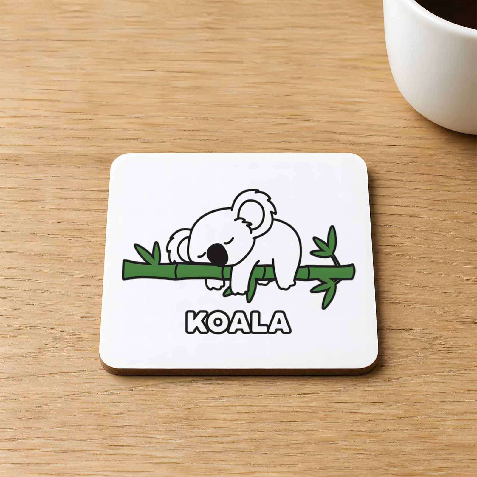 Koala Baskılı Kare MDF Bardak Altlığı