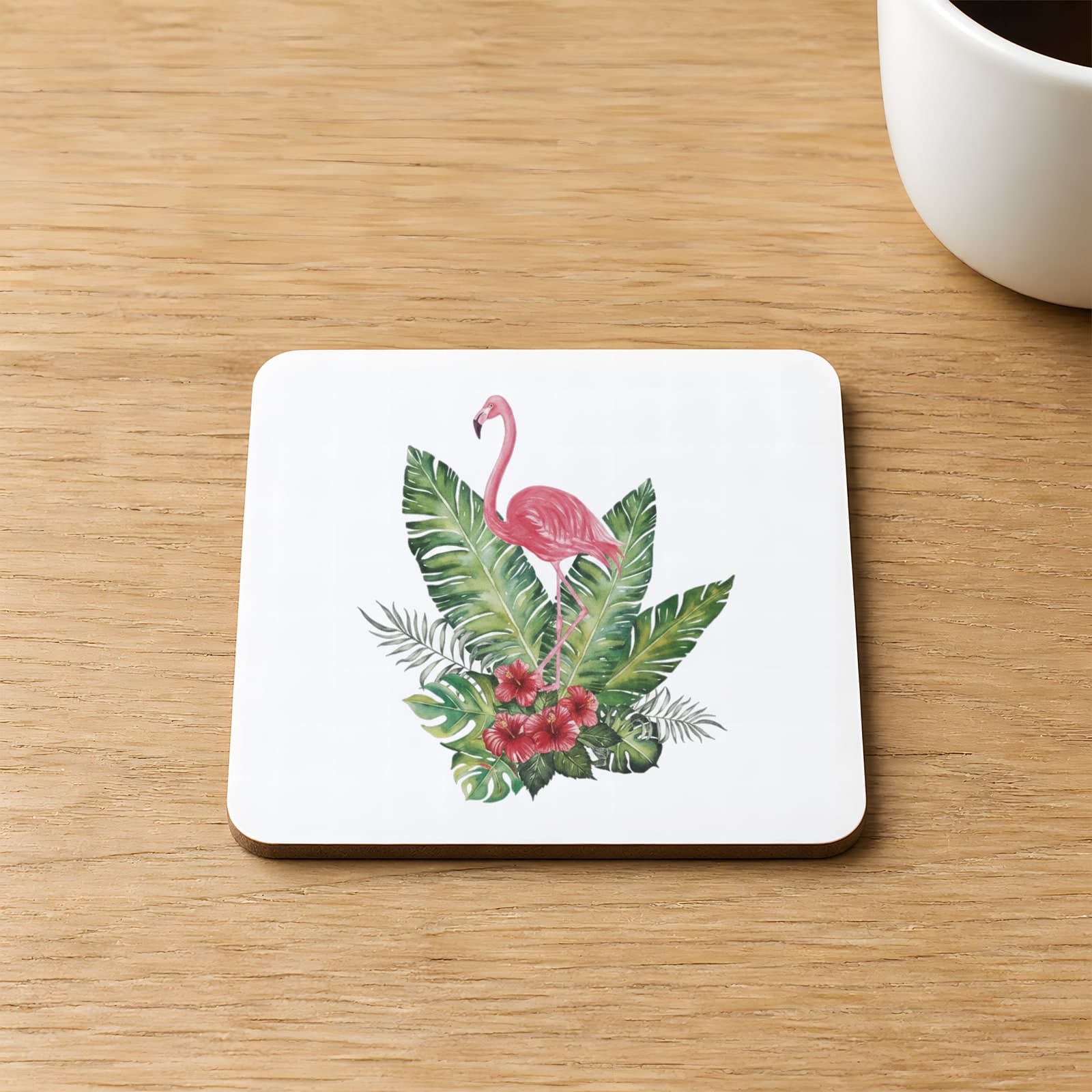 Flamingo Tasarım Baskılı Kare MDF Bardak Altlığı
