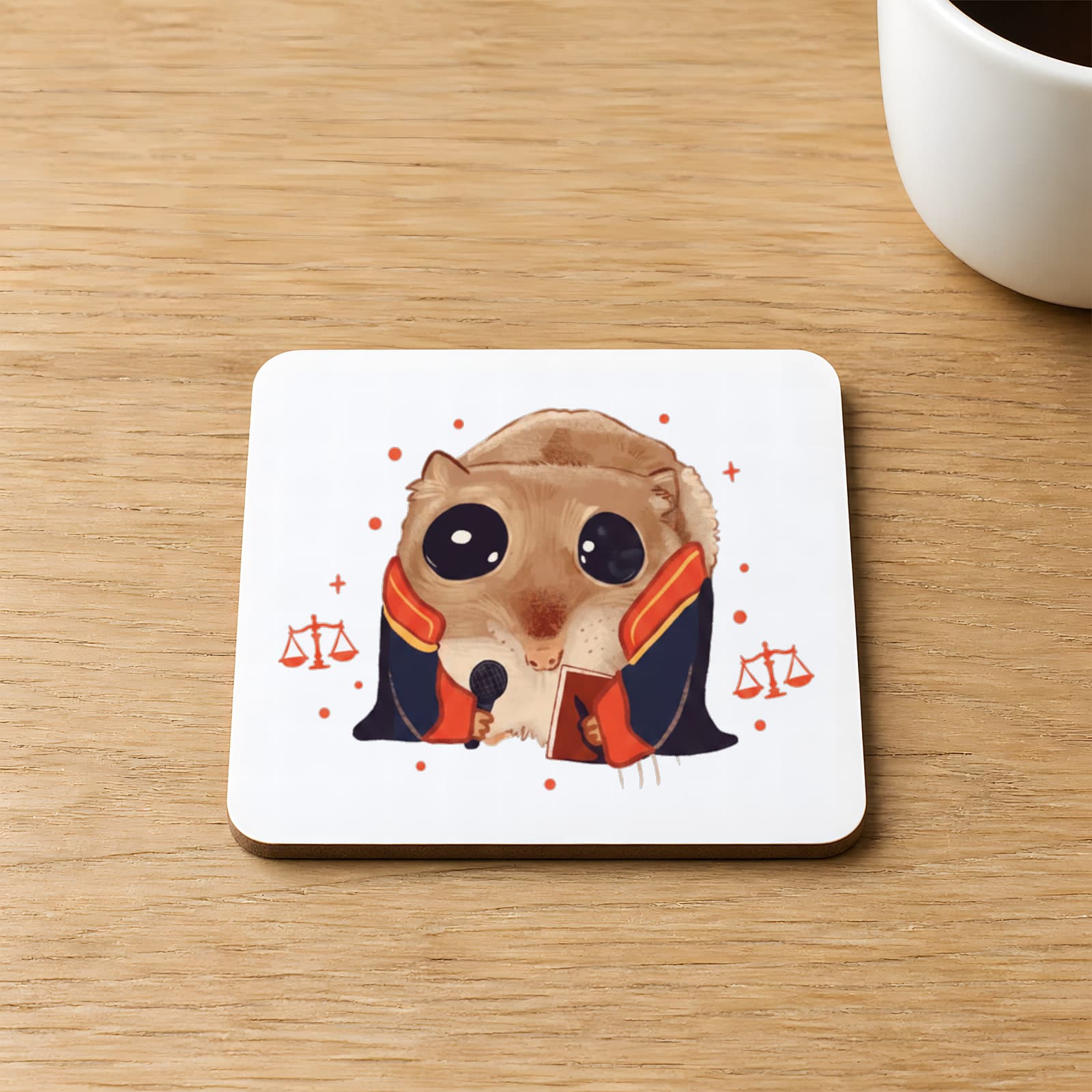 Sad Üzgün Hamster - Meslek Savcı Prosecutor Baskılı Kare MDF Bardak Altlığı