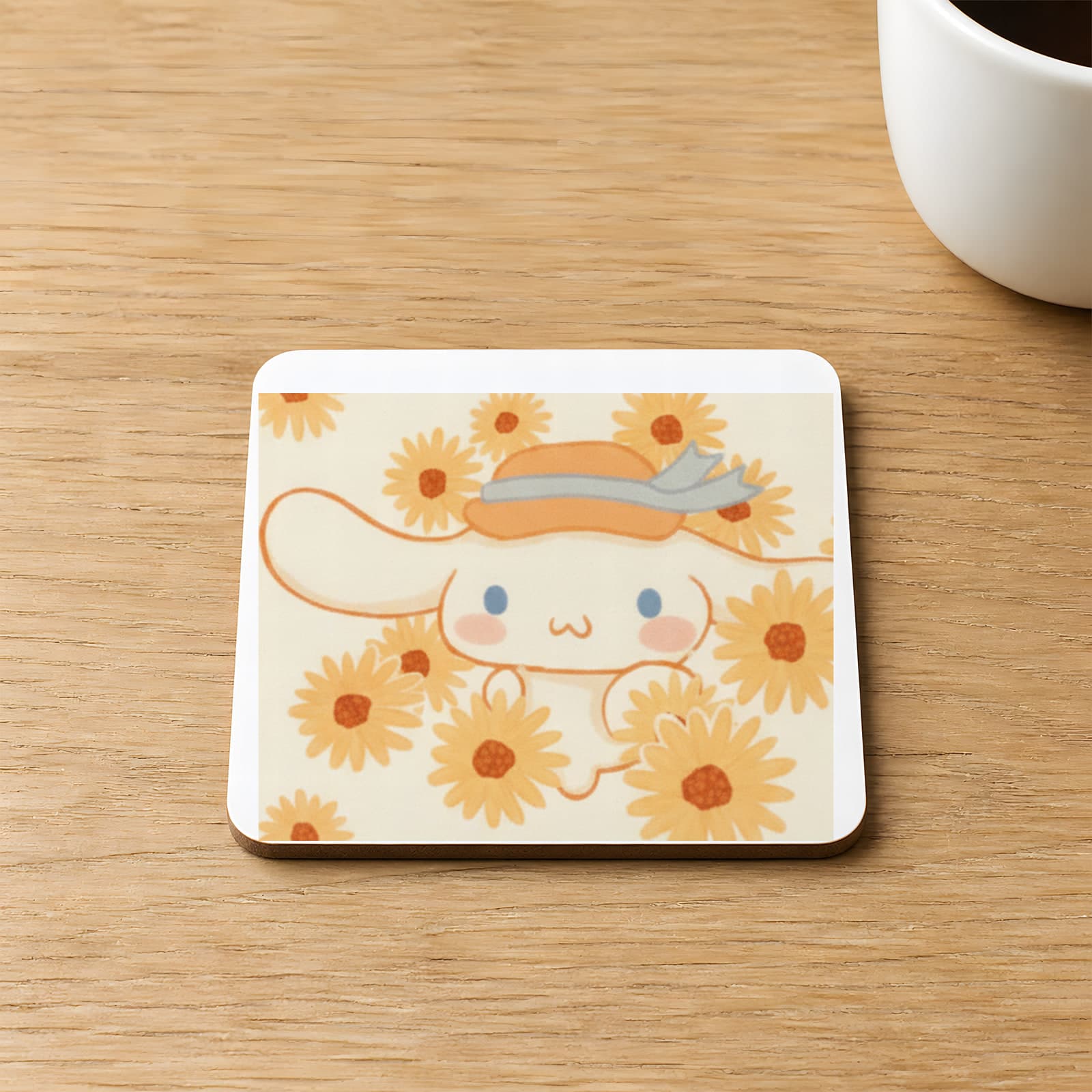 Cinnamoroll Baskılı Kare MDF Bardak Altlığı