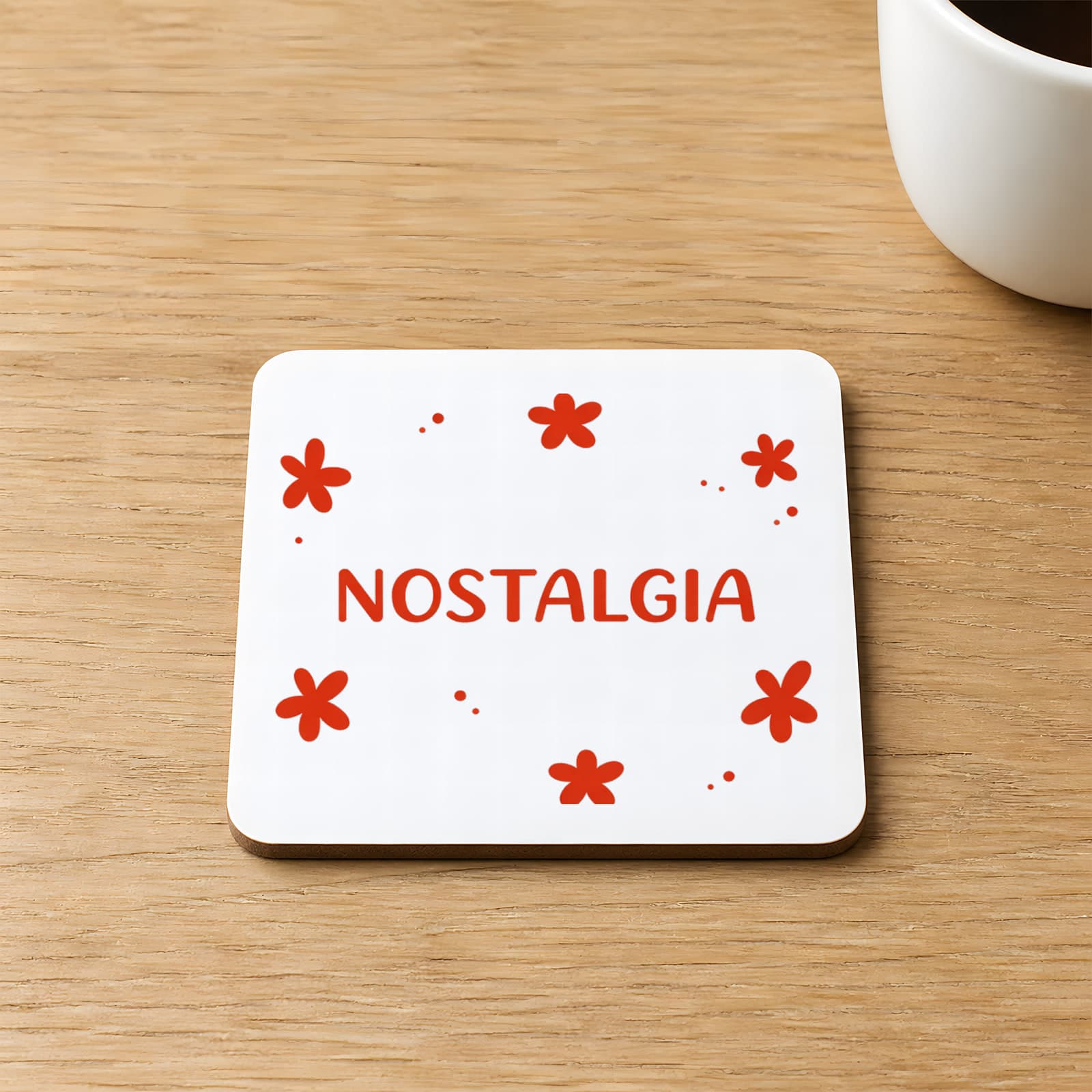 Nostalgia Baskılı Kare MDF Bardak Altlığı