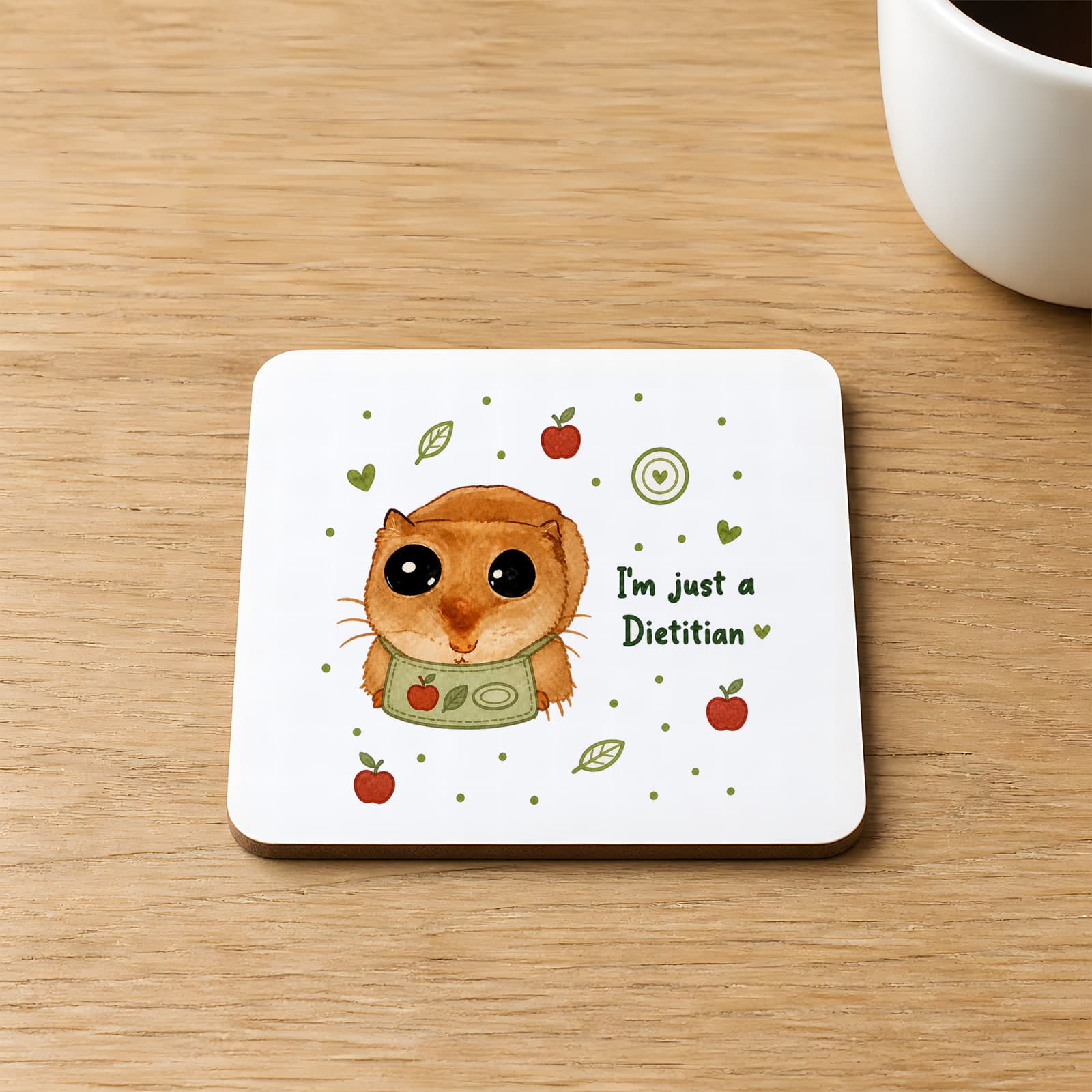 Sad Üzgün Hamster Diyetisyen Baskılı Kare MDF Bardak Altlığı