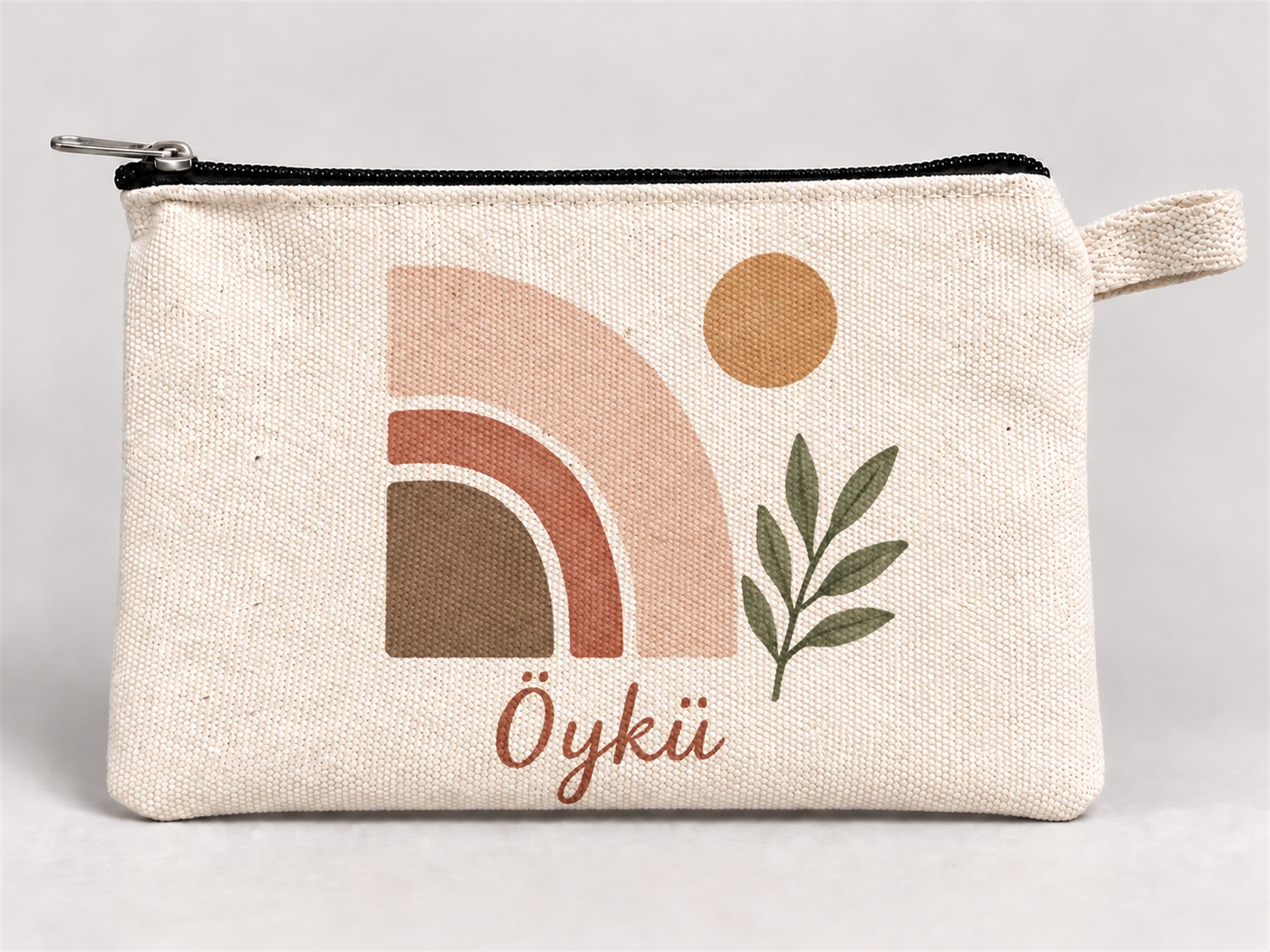 Kişiye Özel Soyut Gökkuşağı Baskılı Fermuarlı Kalemlik 20x10 cm