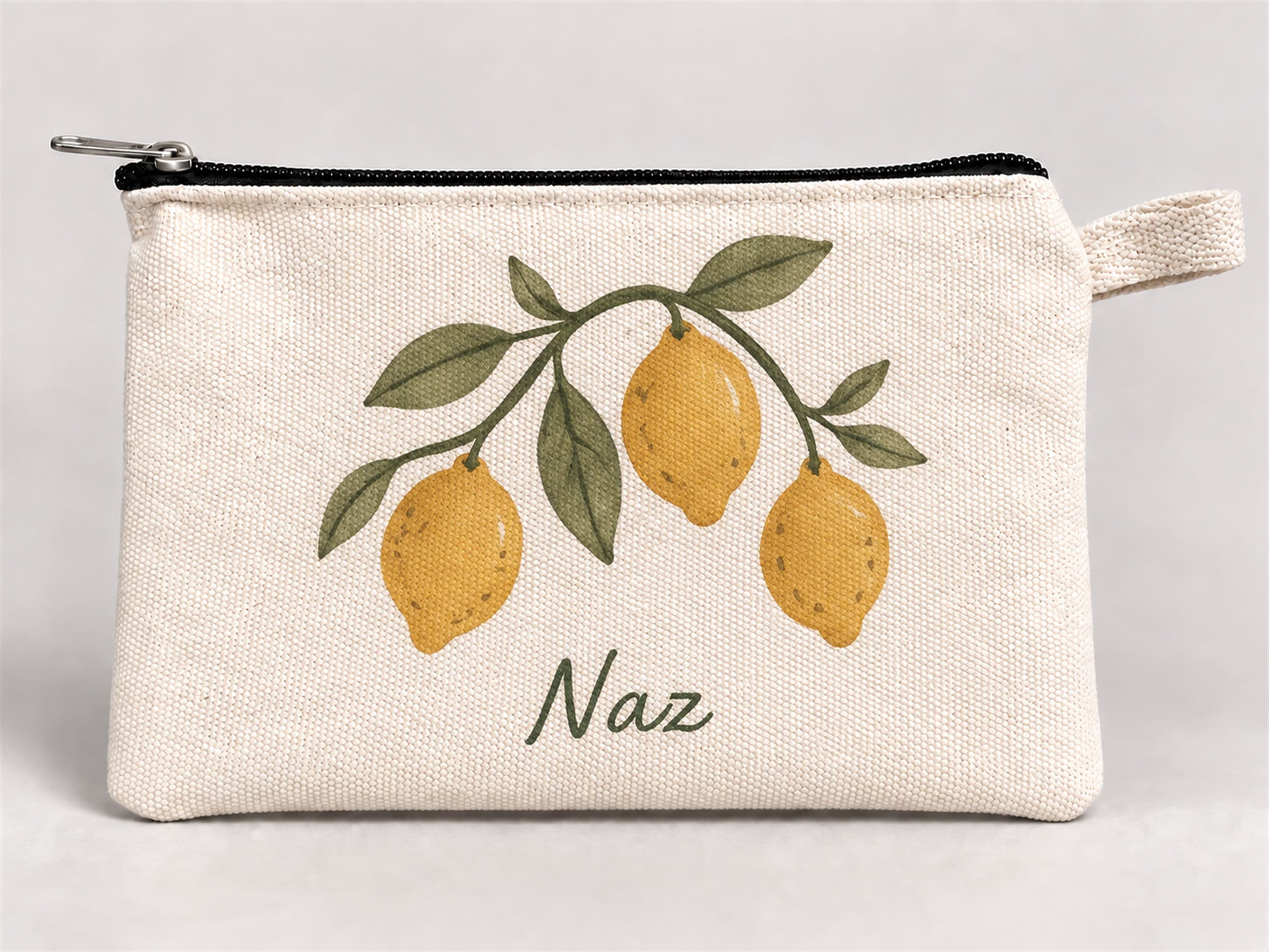 Kişiye Özel Limon Dalı Baskılı Fermuarlı Kalemlik 20x10 cm