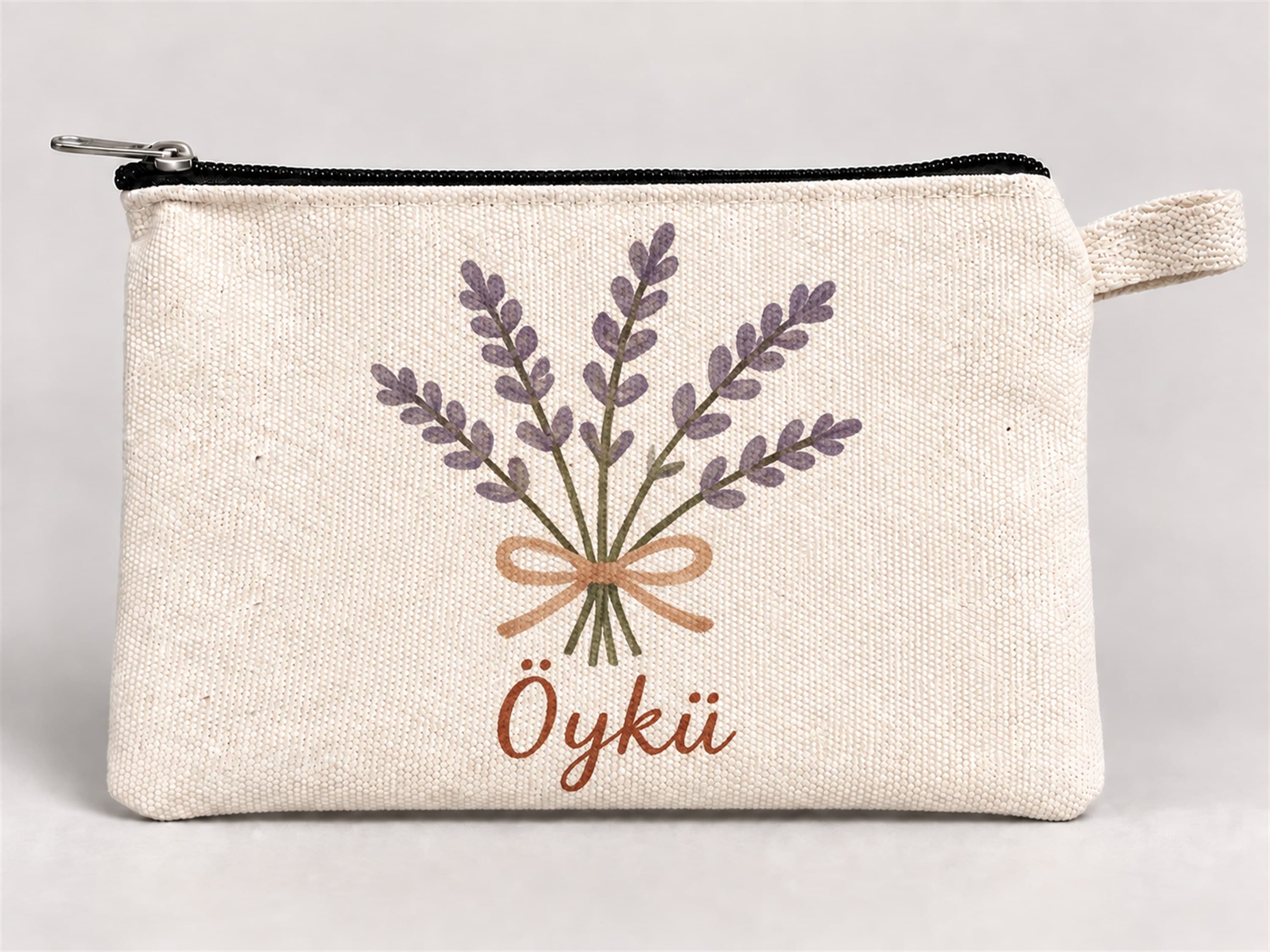 Kişiye Özel Lavanta Buketi Baskılı Fermuarlı Kalemlik 20x10 cm
