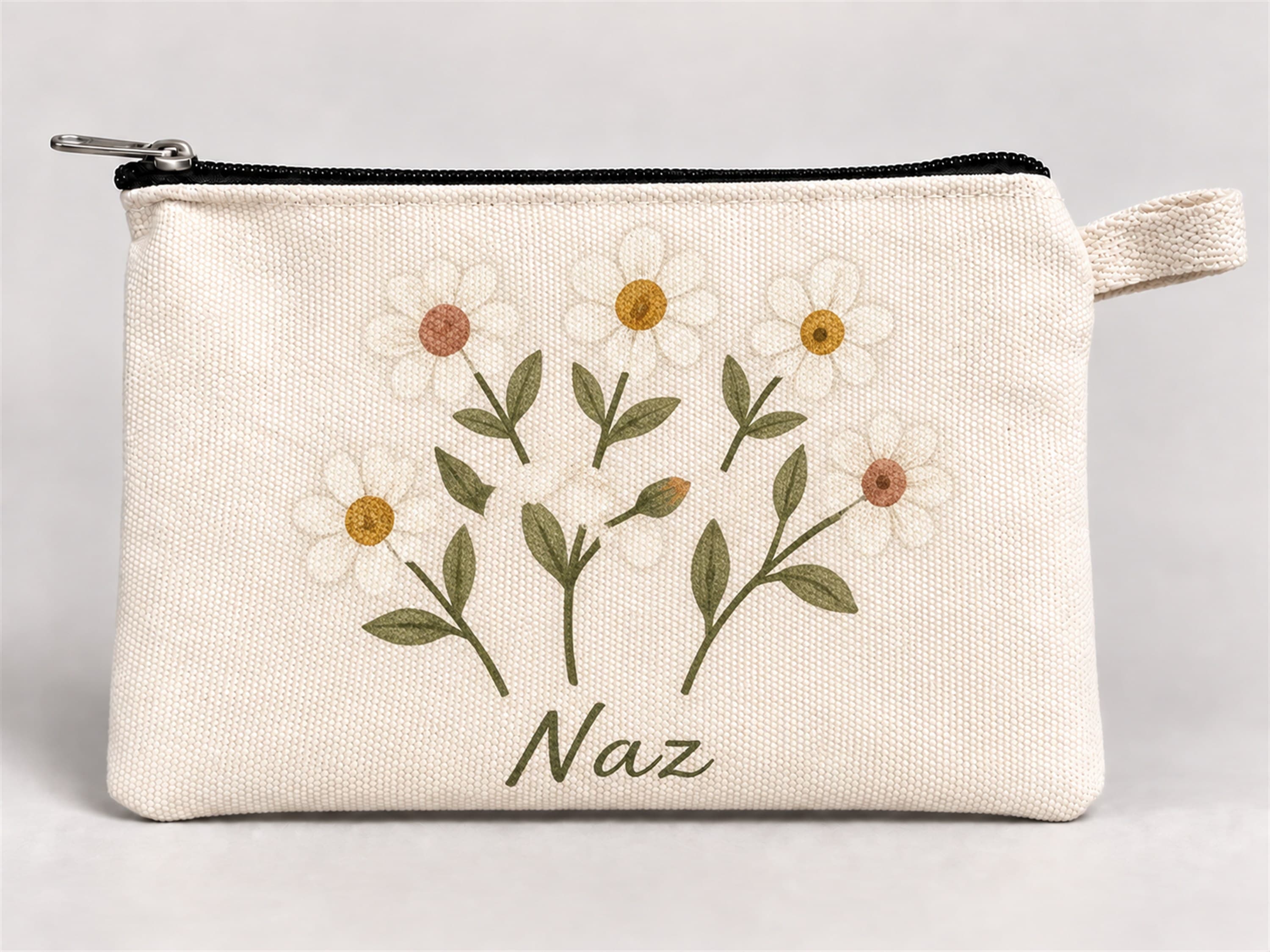 Kişiye Özel Papatya Buketi Baskılı Fermuarlı Kalemlik 20x10 cm
