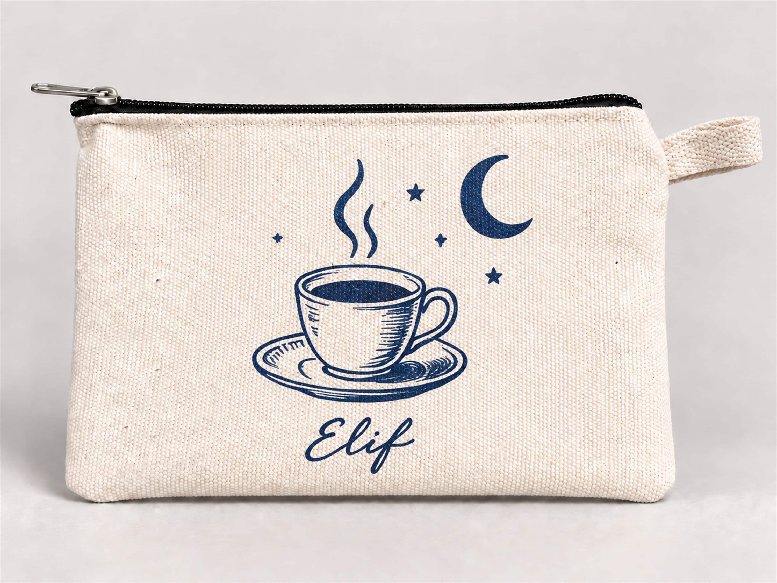 Kişiye Özel Gece Kahvesi Baskılı Fermuarlı Kalemlik 20x10 cm