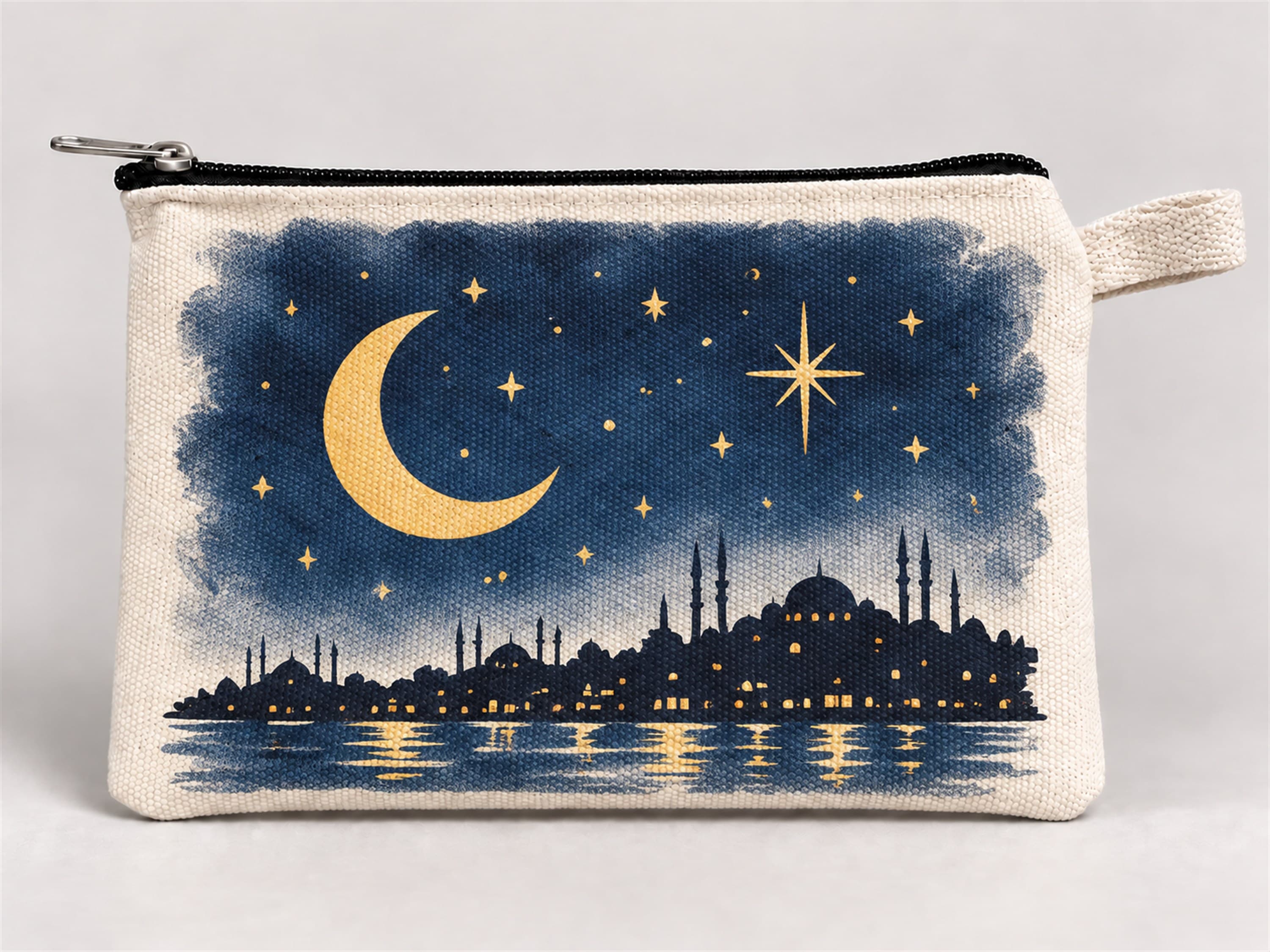 İstanbul Gece Silüeti Baskılı Fermuarlı Kalemlik 20x10 cm