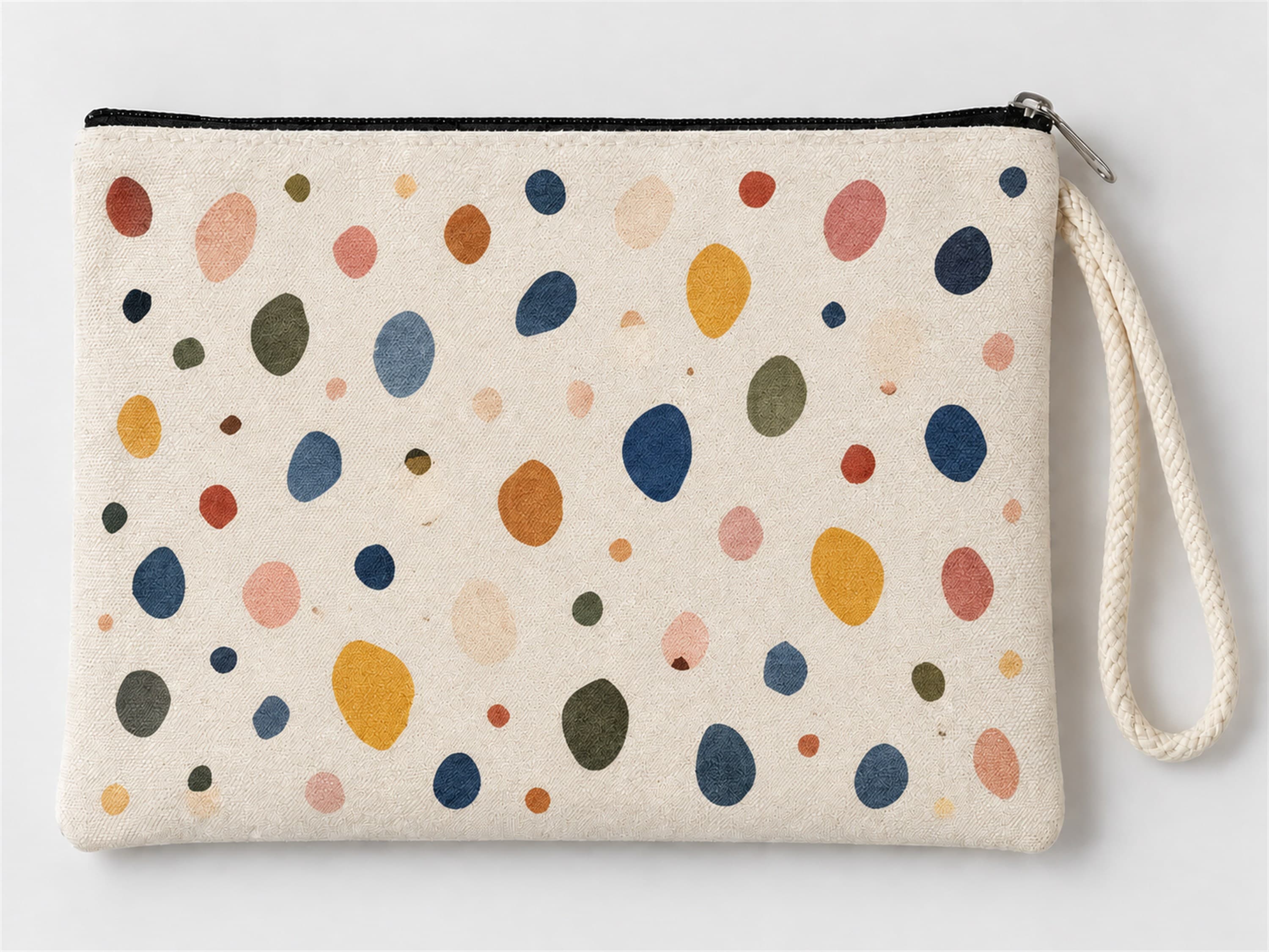 Renkli Benekler Baskılı Fermuarlı Clutch Makyaj Çantası Bozuk Para Cüzdanı