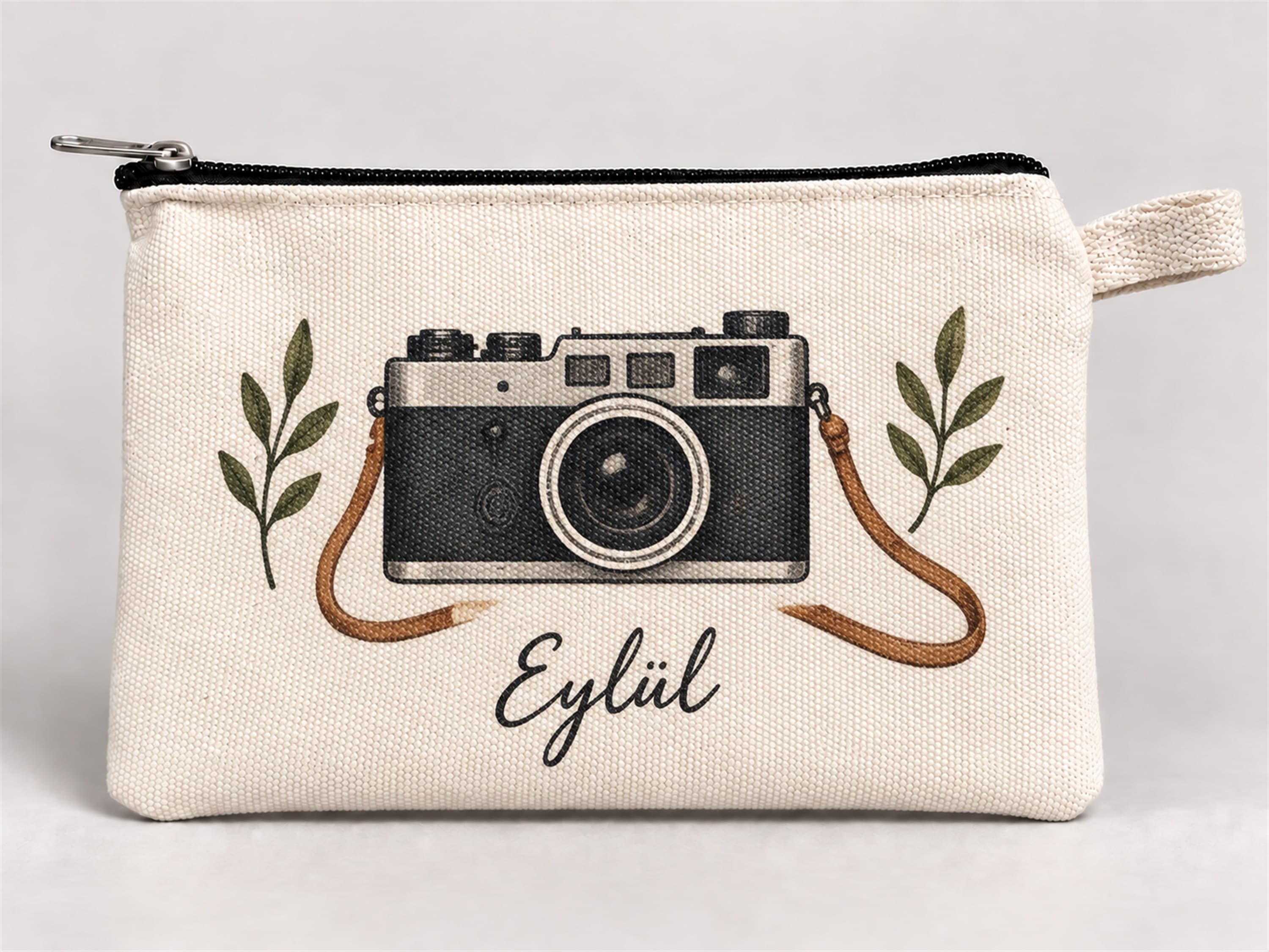 Kişiye Özel Vintage Fotoğraf Makinesi Baskılı Fermuarlı Kalemlik 20x10 cm