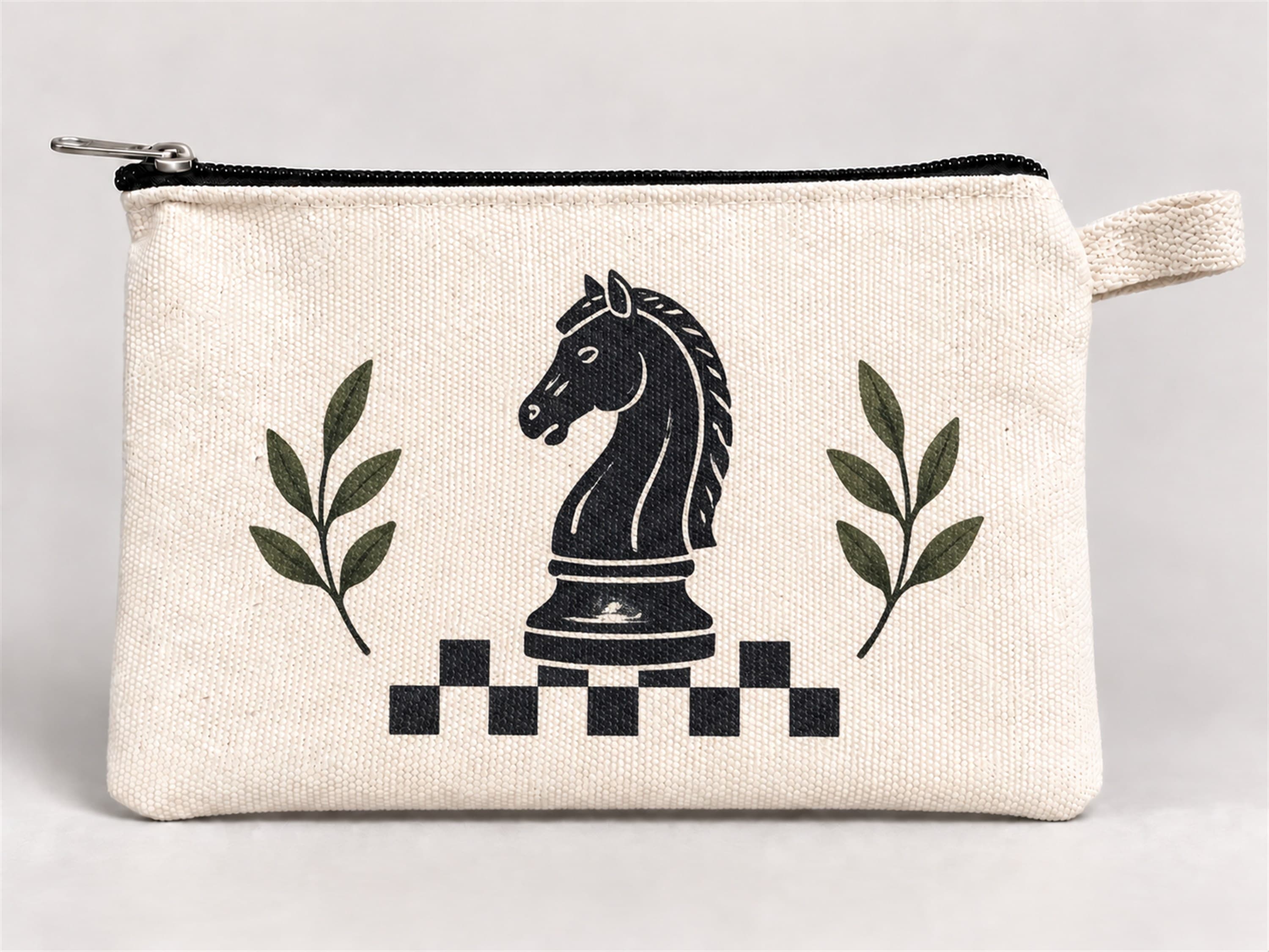 Satranç Atı Baskılı Fermuarlı Kalemlik 20x10 cm