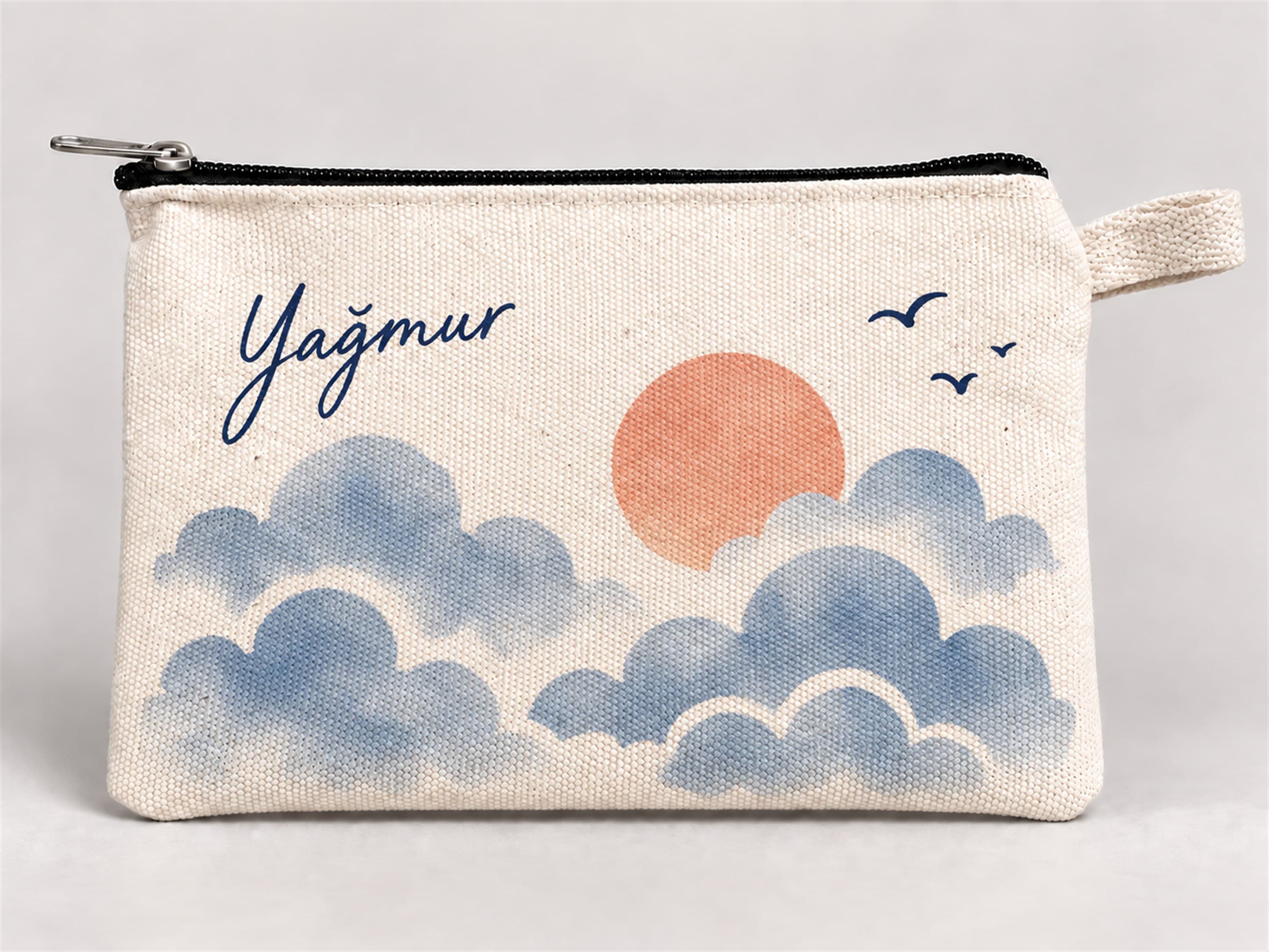 Kişiye Özel Bulutlu Gün Batımı Baskılı Fermuarlı Kalemlik 20x10 cm