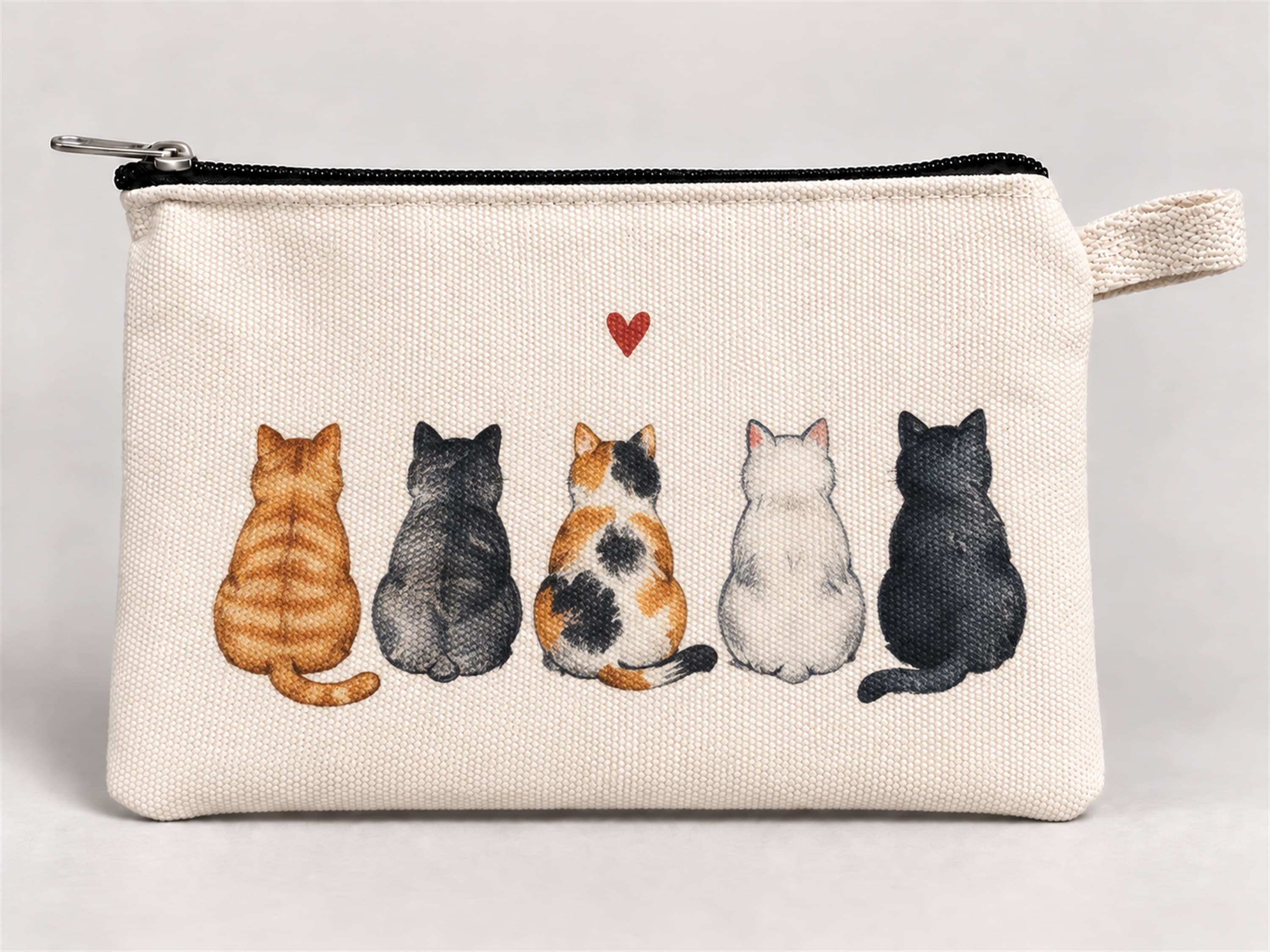 Beş Kedi Baskılı Fermuarlı Kalemlik 20x10 cm