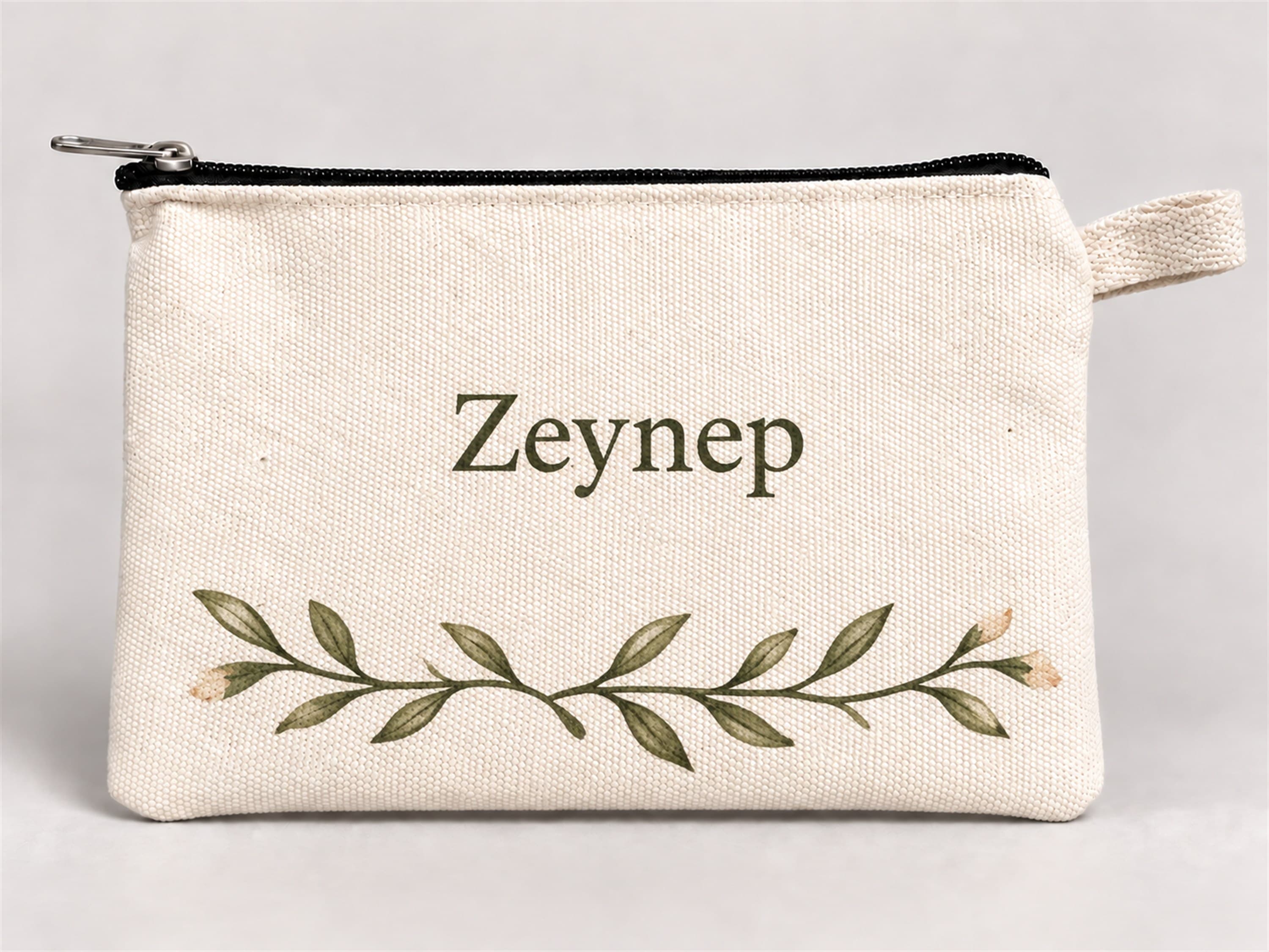 Kişiye Özel Yaprak Çerçevesi Baskılı Fermuarlı Kalemlik 20x10 cm