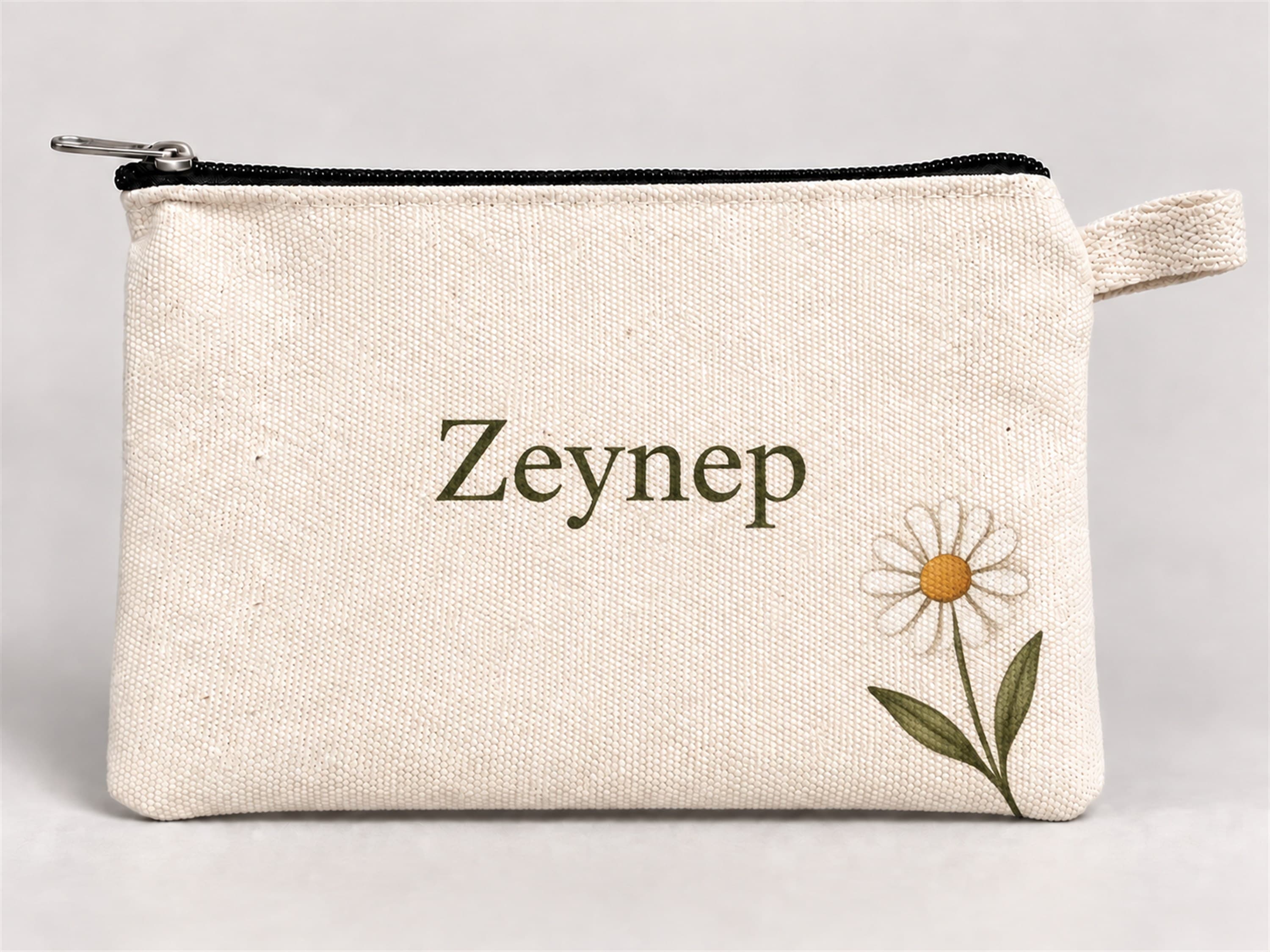 Kişiye Özel Papatya Köşe Baskılı Fermuarlı Kalemlik 20x10 cm