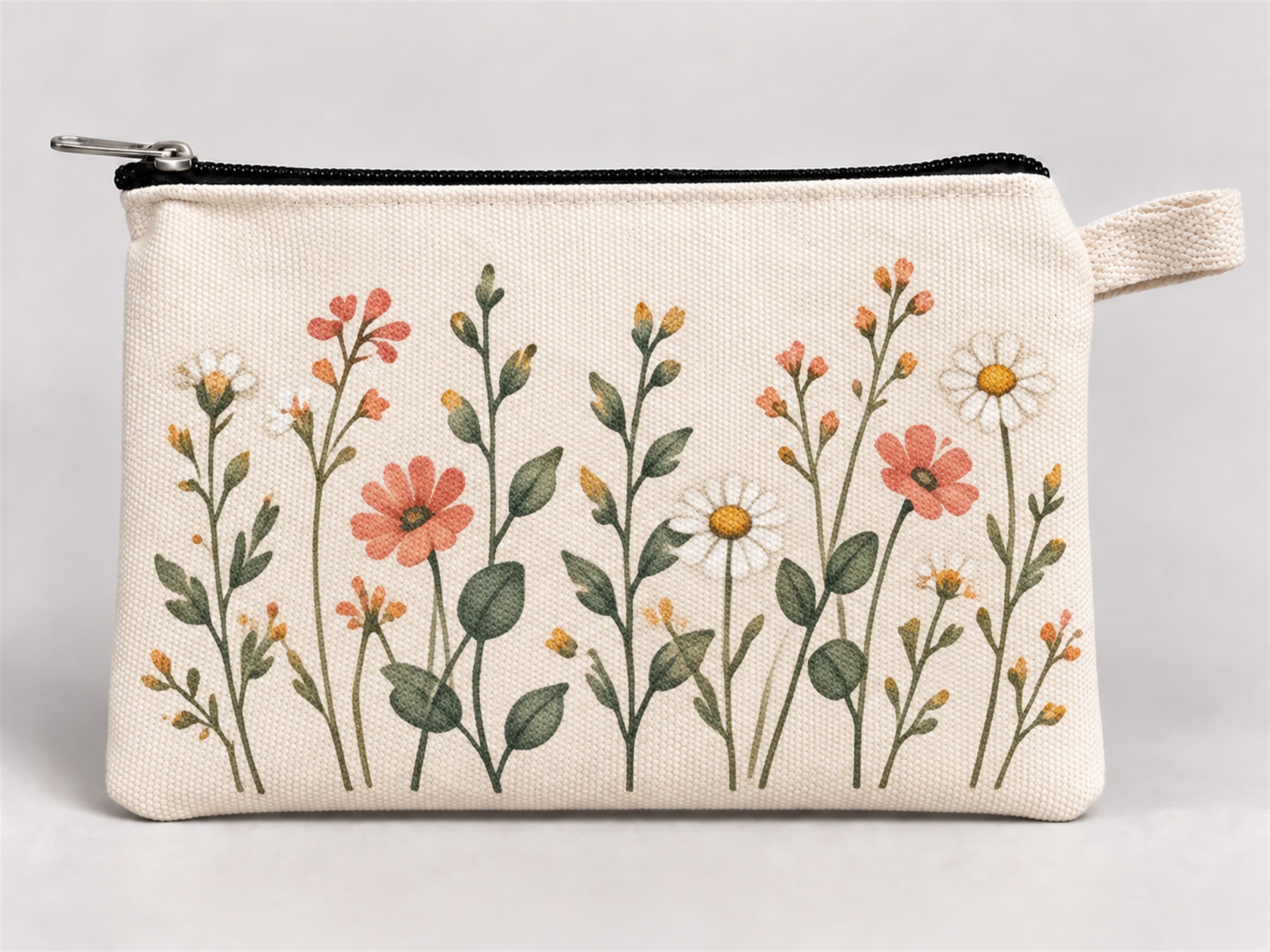 Kır Çiçekleri Baskılı Fermuarlı Kalemlik 20x10 cm