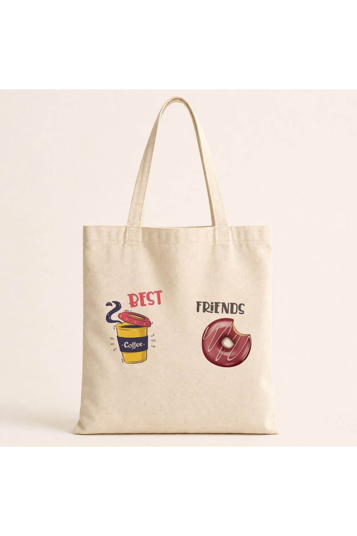 Best Friends Kahve Donut Baskılı Bez Çanta