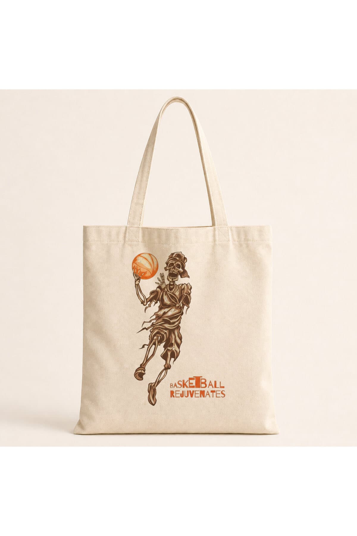 İskelet Basketi Tasarım Baskılı Bez Çanta