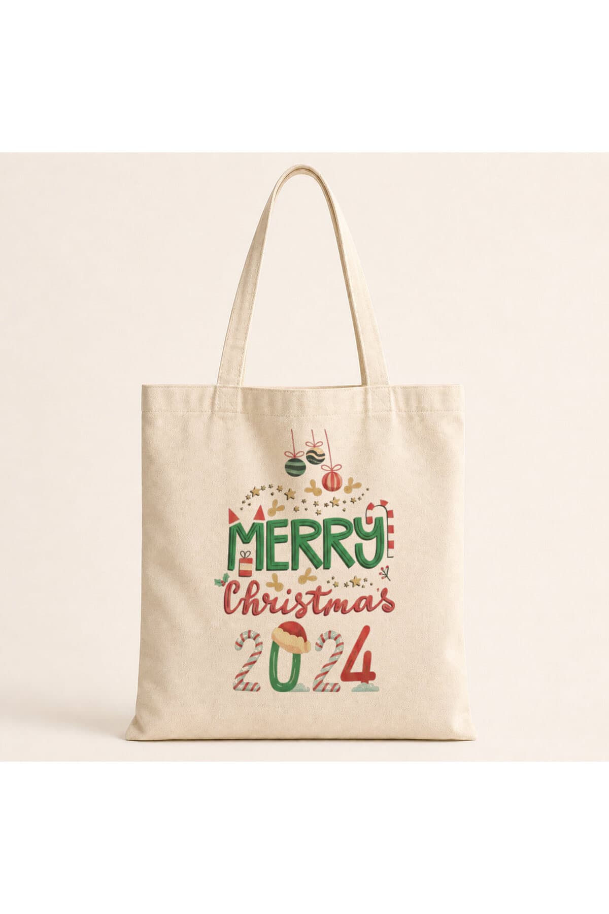 Merry Christmas 2024 Baskılı Bez Çanta