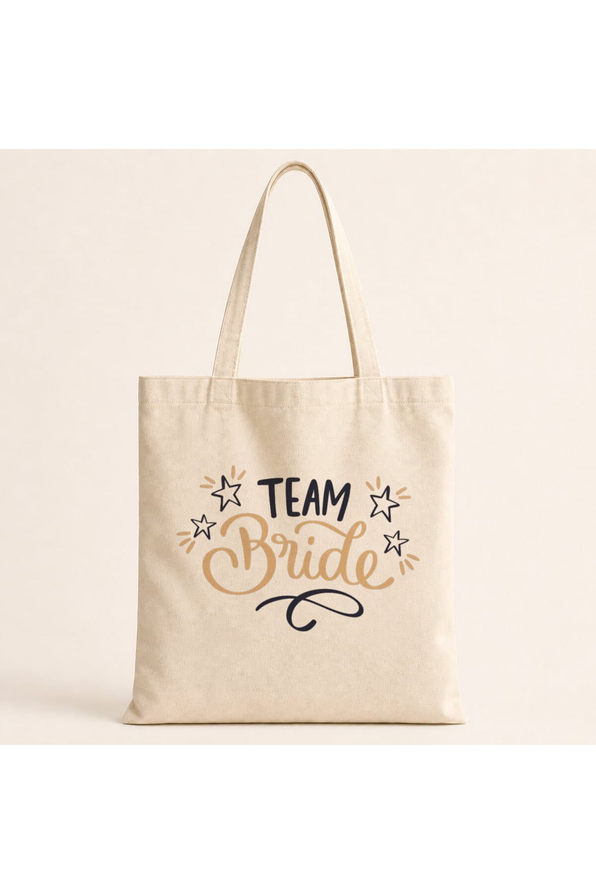 Team Bride Yıldızlı Yazı Baskılı Bez Çanta