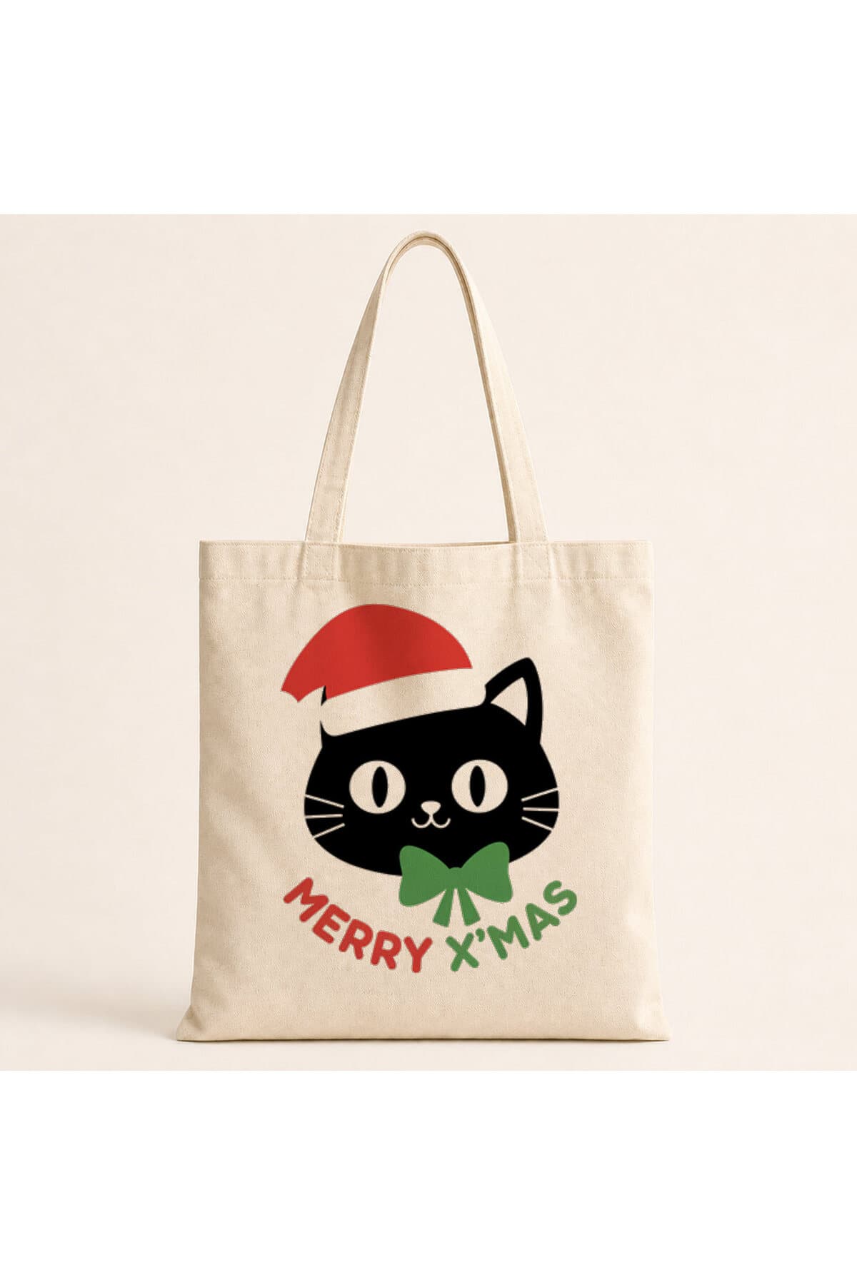 Merry Xmass Baskılı Bez Çanta