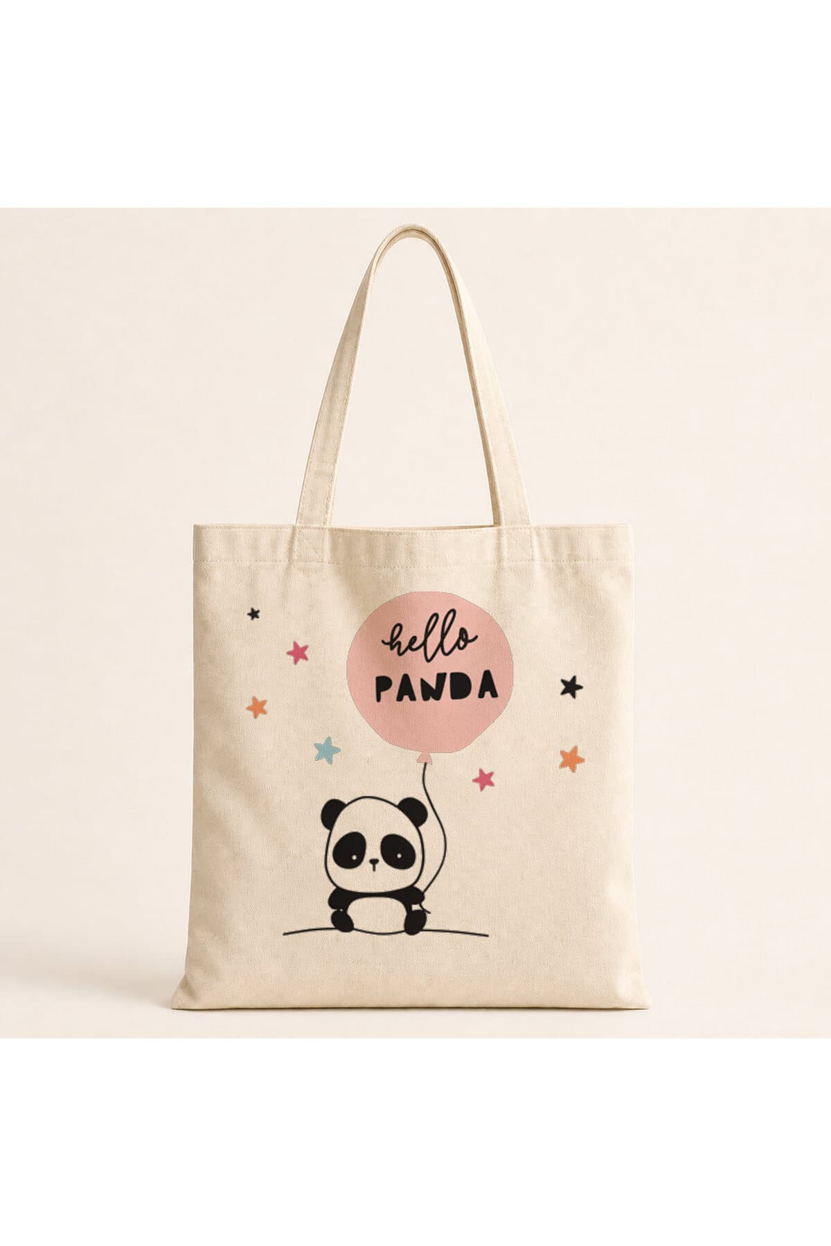 Hello Panda Çift Baskılı Bez Çanta
