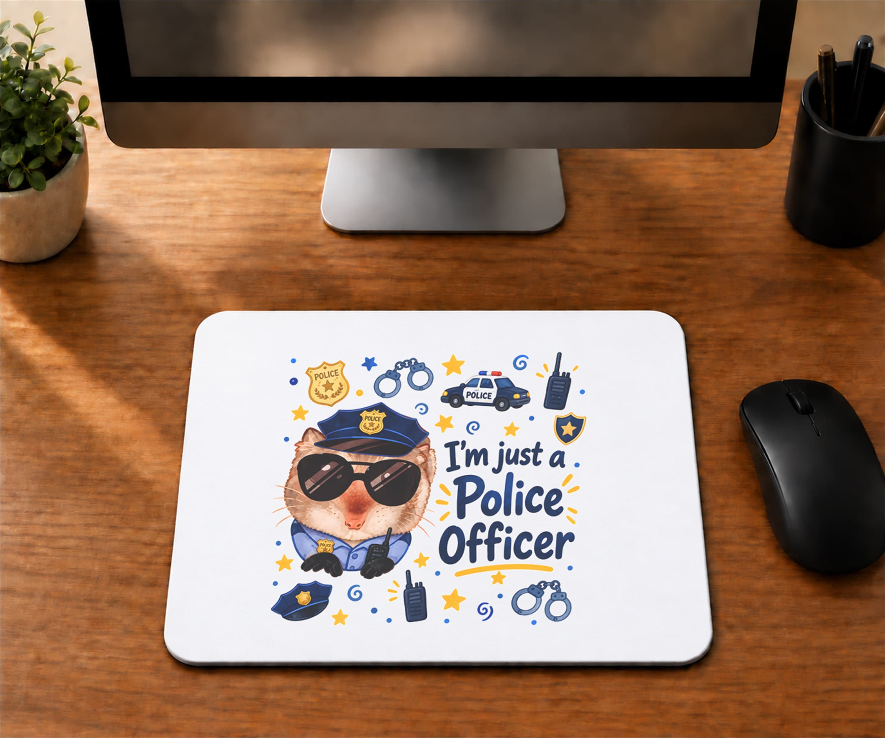 Sad Hamster Polis Baskılı Mousepad - Polise Hediye Bilgisayar Altlığı