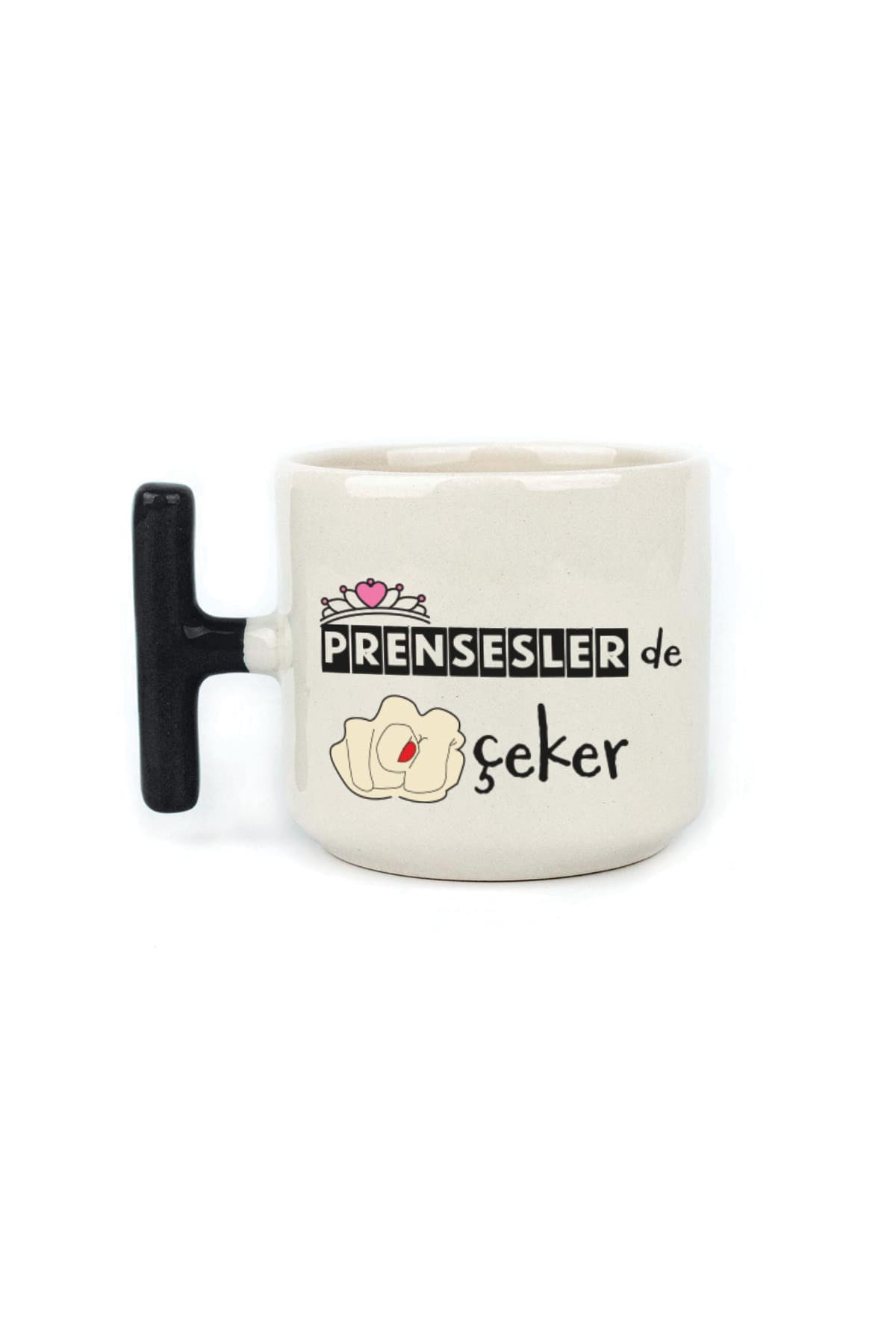 Prensesler De Nah Çeker Baskılı Siyah Kulplu T Kupa - Komik Hediye Bardak Fincan Mug